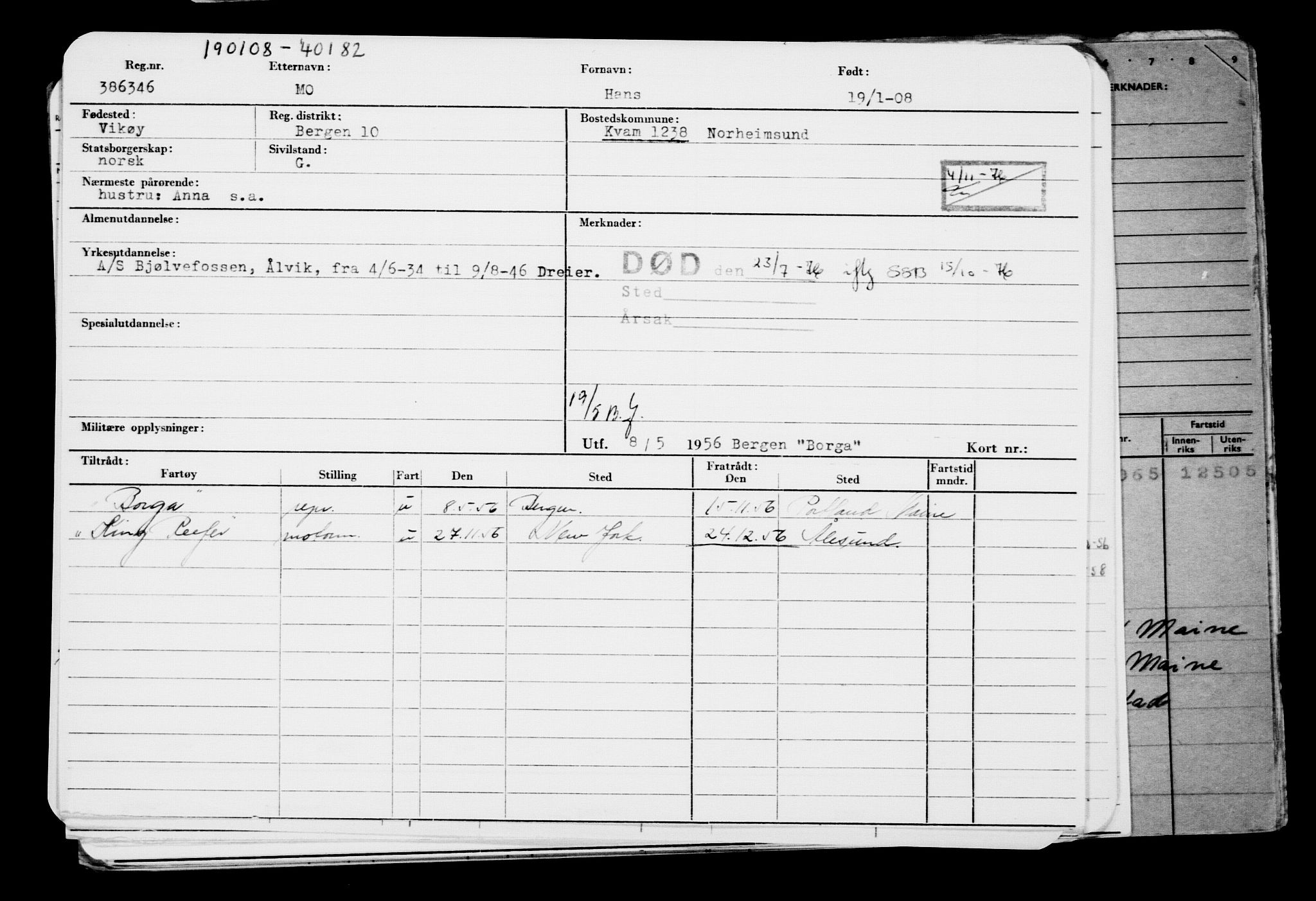 Direktoratet for sjømenn, AV/RA-S-3545/G/Gb/L0075: Hovedkort, 1908, p. 237