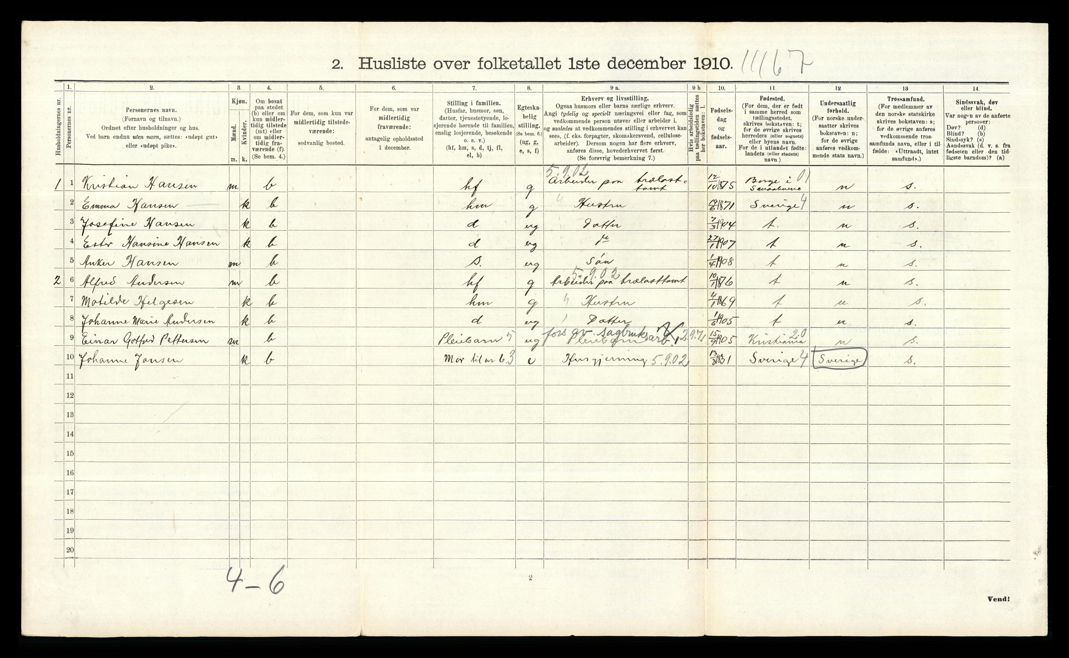 RA, 1910 census for Glemmen, 1910, p. 465