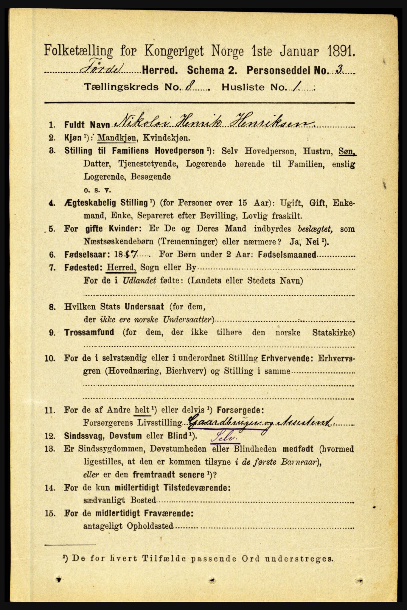 RA, 1891 census for 1432 Førde, 1891, p. 2877