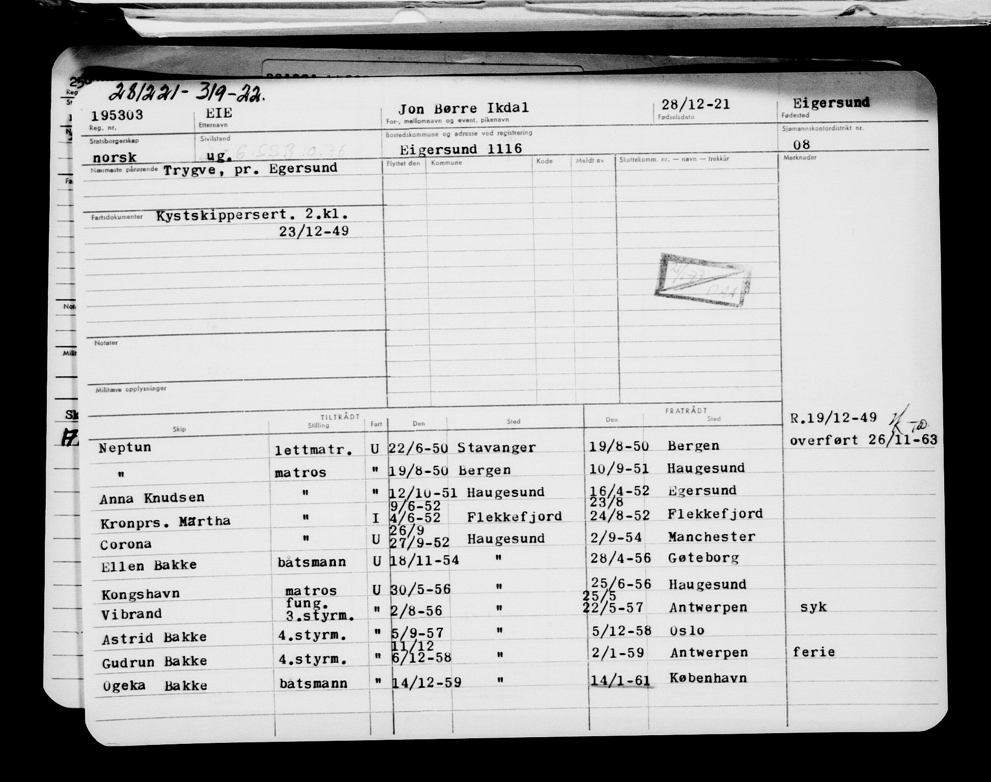 Direktoratet for sjømenn, RA/S-3545/G/Gb/L0201: Hovedkort, 1921-1922, p. 343