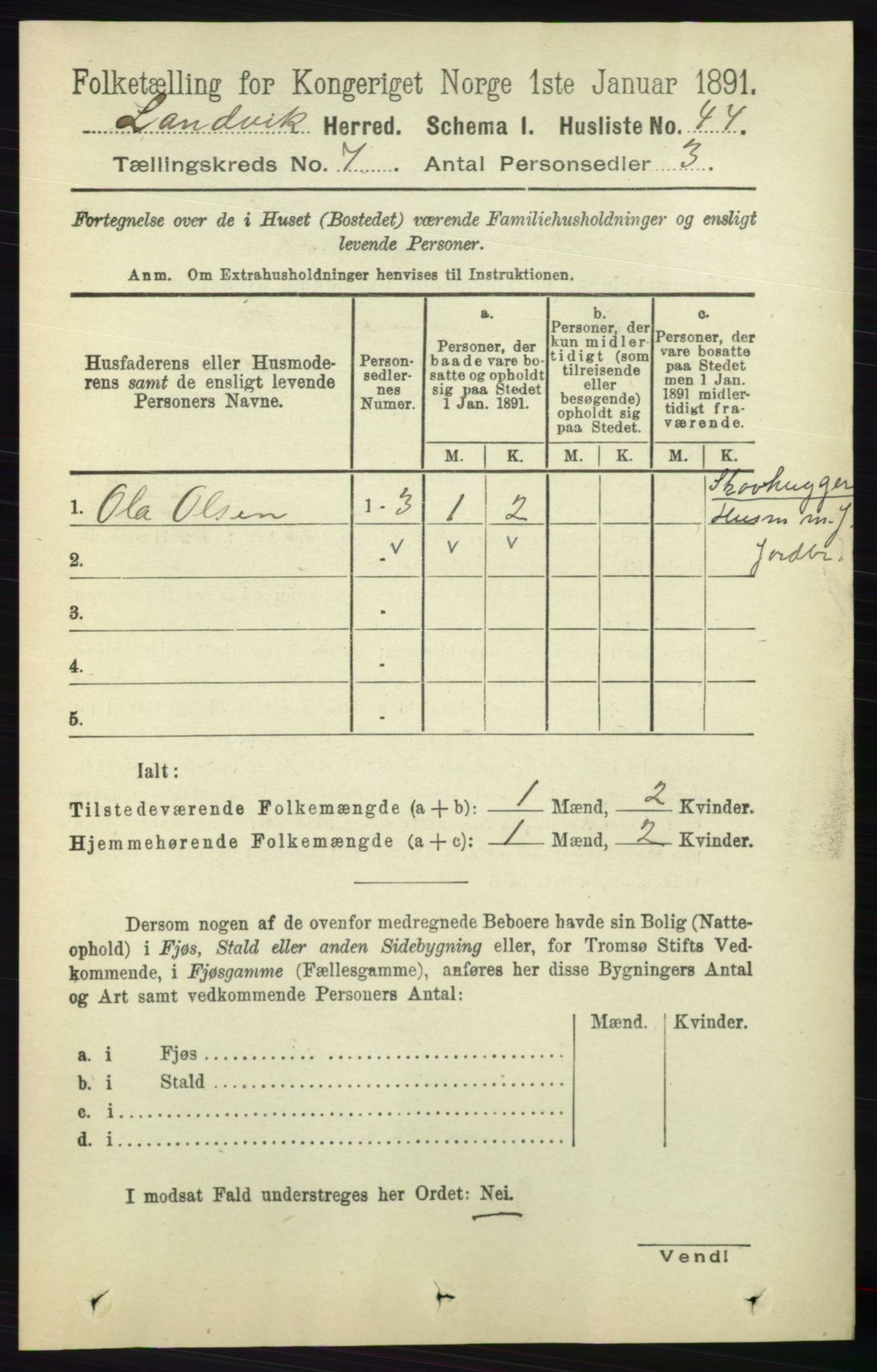 RA, 1891 census for 0924 Landvik, 1891, p. 2768