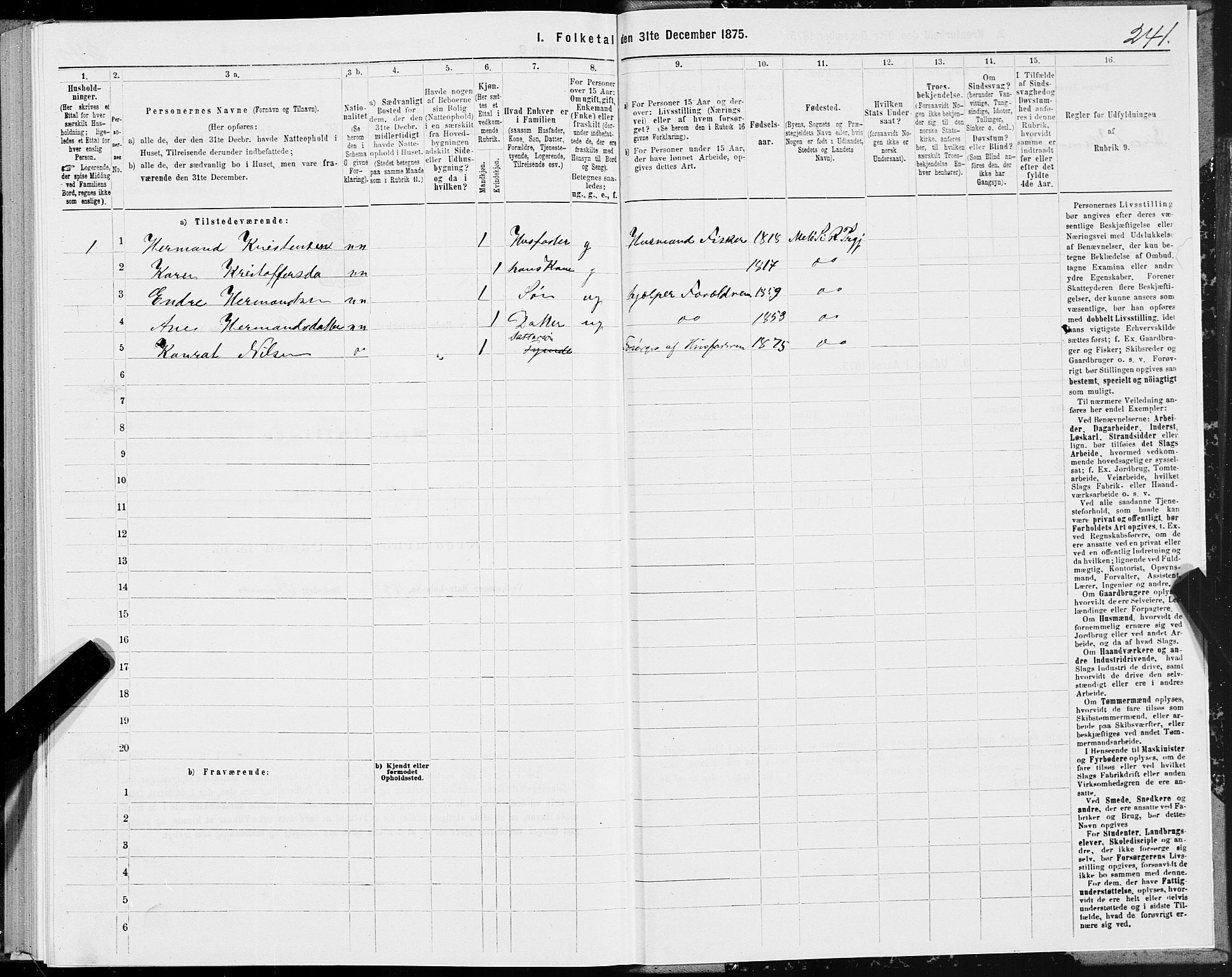 SAT, 1875 census for 1836P Rødøy, 1875, p. 3241