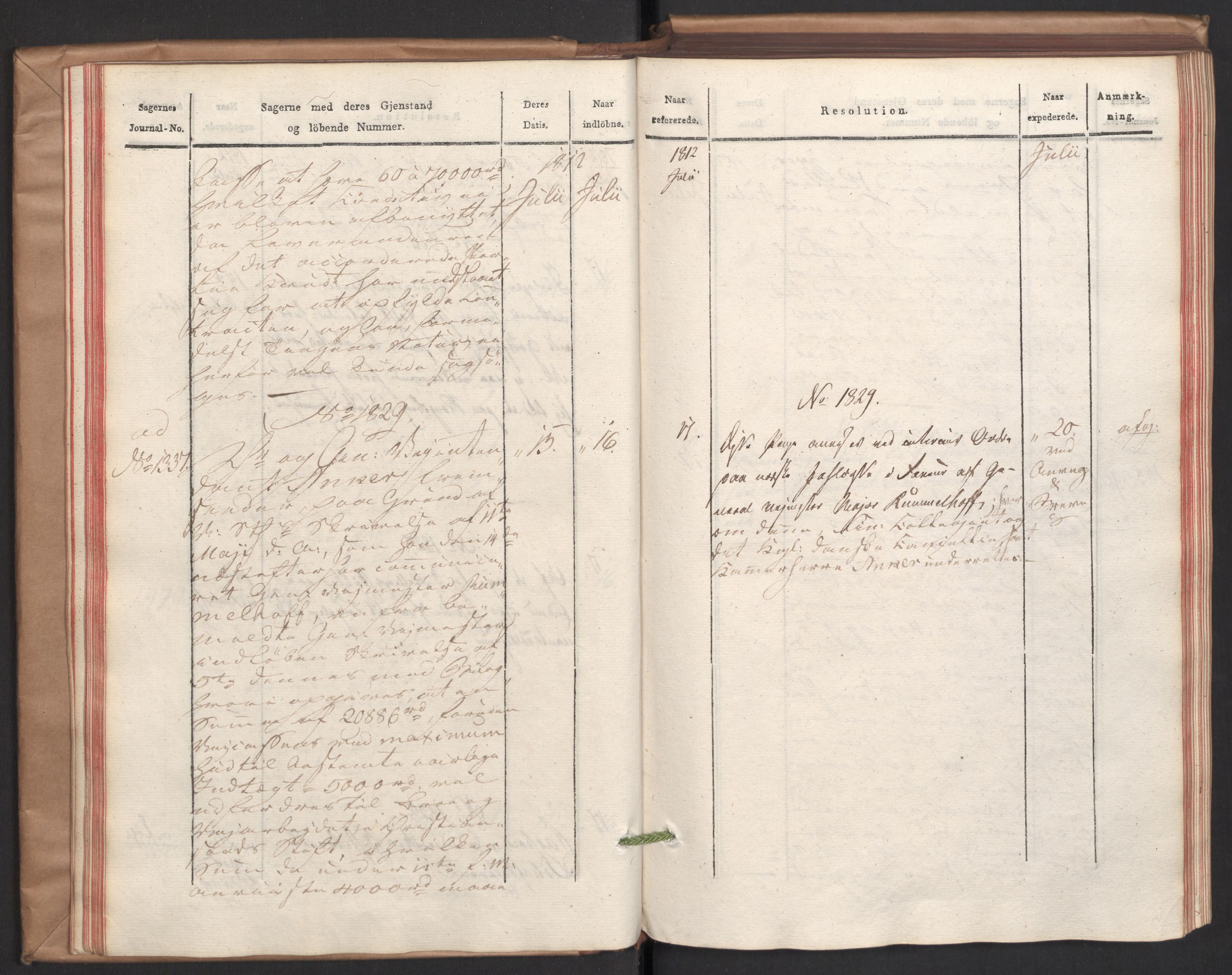 Stattholderembetet 1810-1814, 2. kontor (Kontor B), AV/RA-EA-5432/Ab/L0004: Referatprotokoll,  j.nr. 1449-1801,  l.nr. 1781-2289, 1812, p. 28