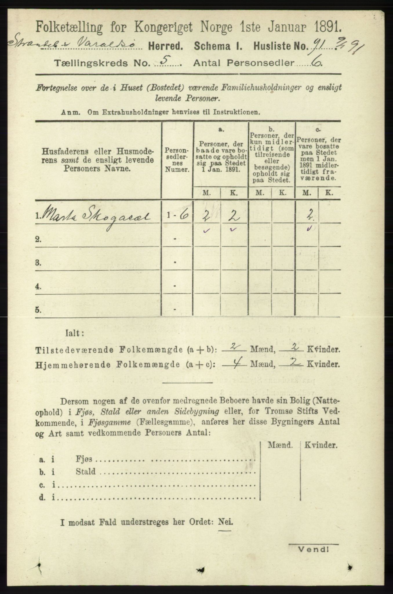 RA, 1891 census for 1226 Strandebarm og Varaldsøy, 1891, p. 1882