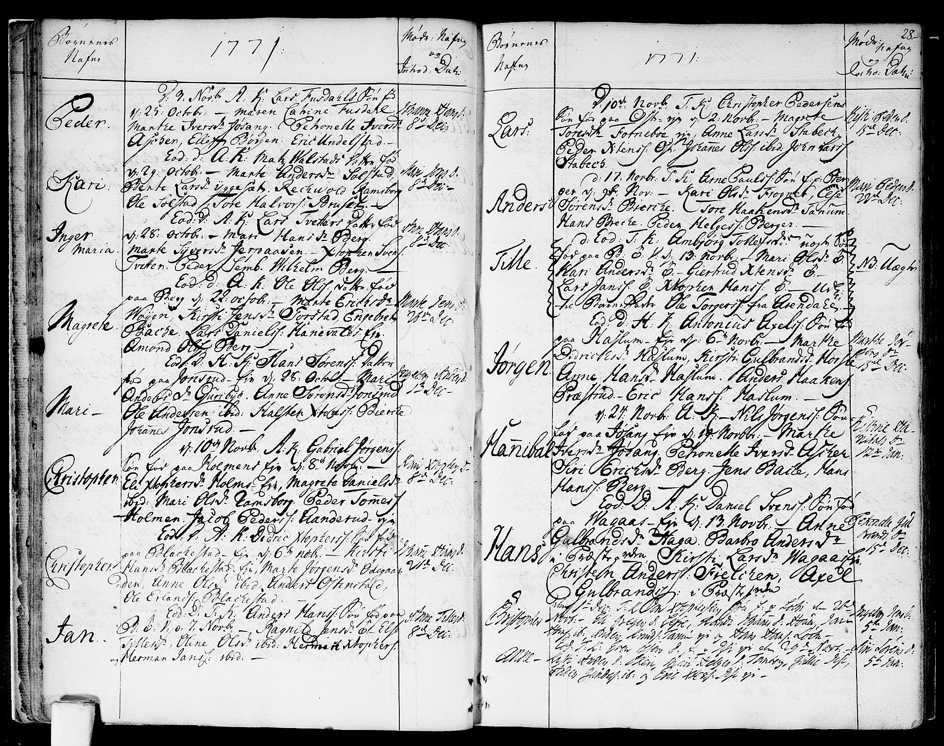 Asker prestekontor Kirkebøker, AV/SAO-A-10256a/F/Fa/L0003: Parish register (official) no. I 3, 1767-1807, p. 28