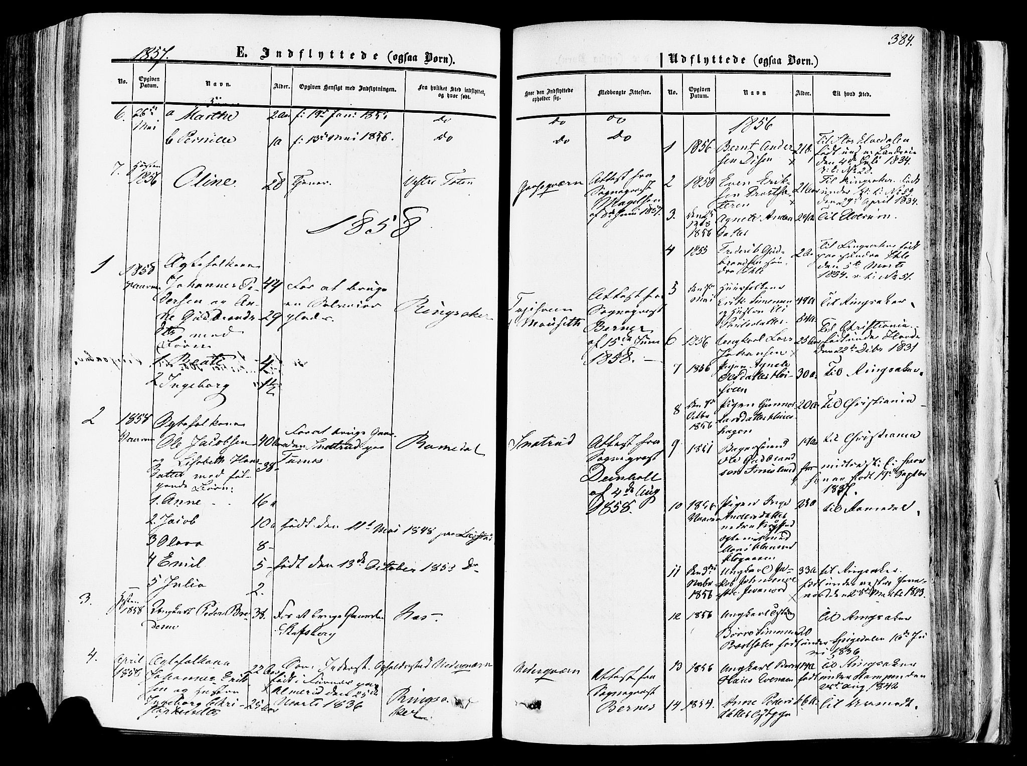 Vang prestekontor, Hedmark, SAH/PREST-008/H/Ha/Haa/L0013: Parish register (official) no. 13, 1855-1879, p. 384