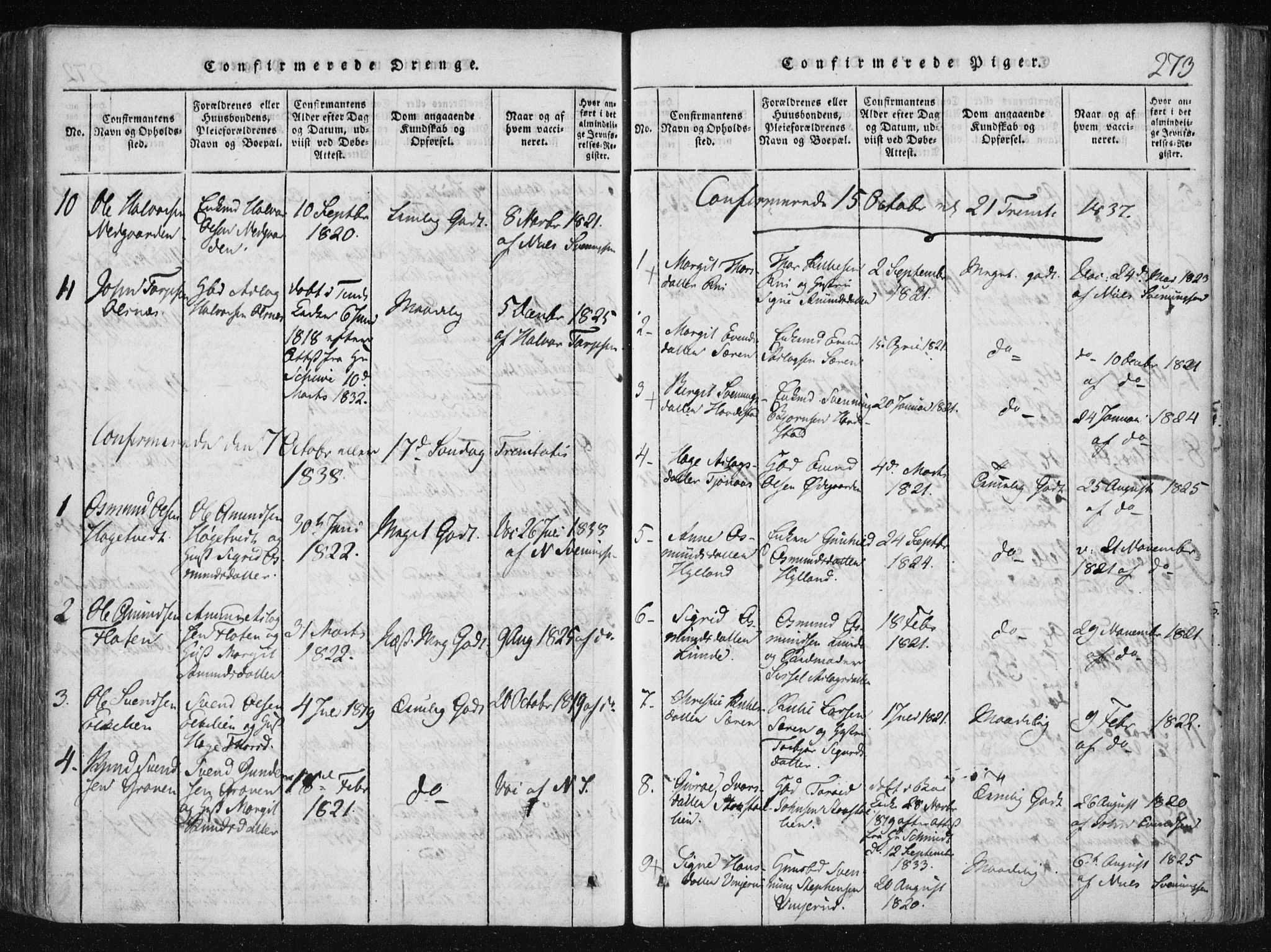 Vinje kirkebøker, SAKO/A-312/F/Fa/L0003: Parish register (official) no. I 3, 1814-1843, p. 273
