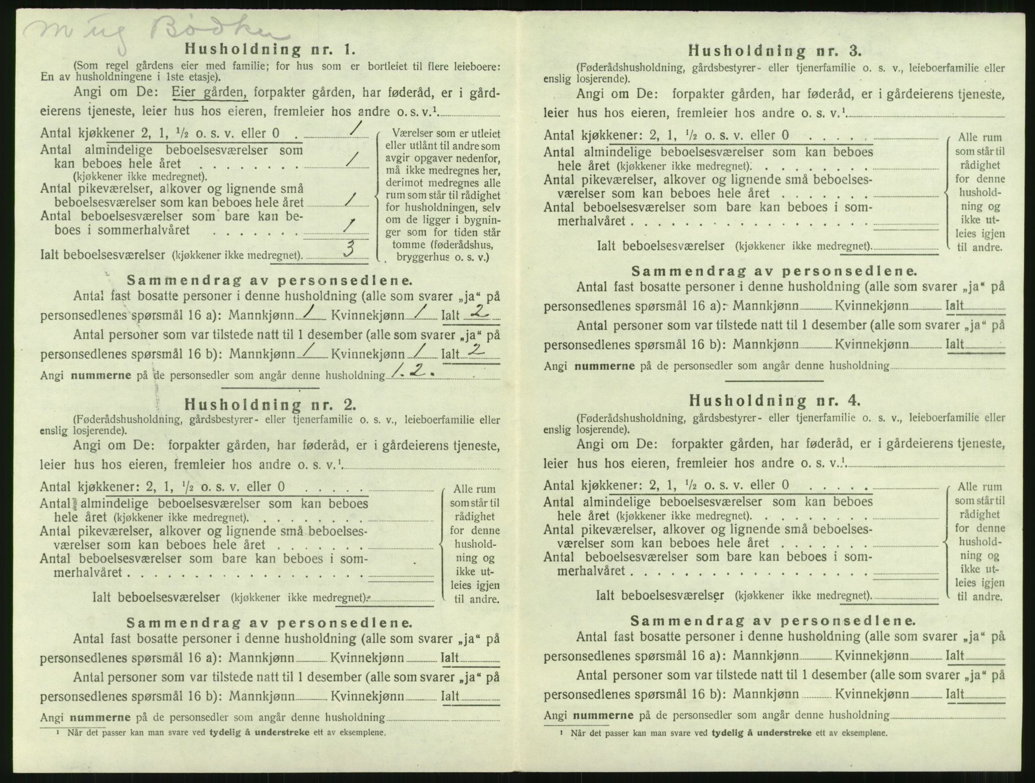 SAT, 1920 census for Nesset, 1920, p. 157