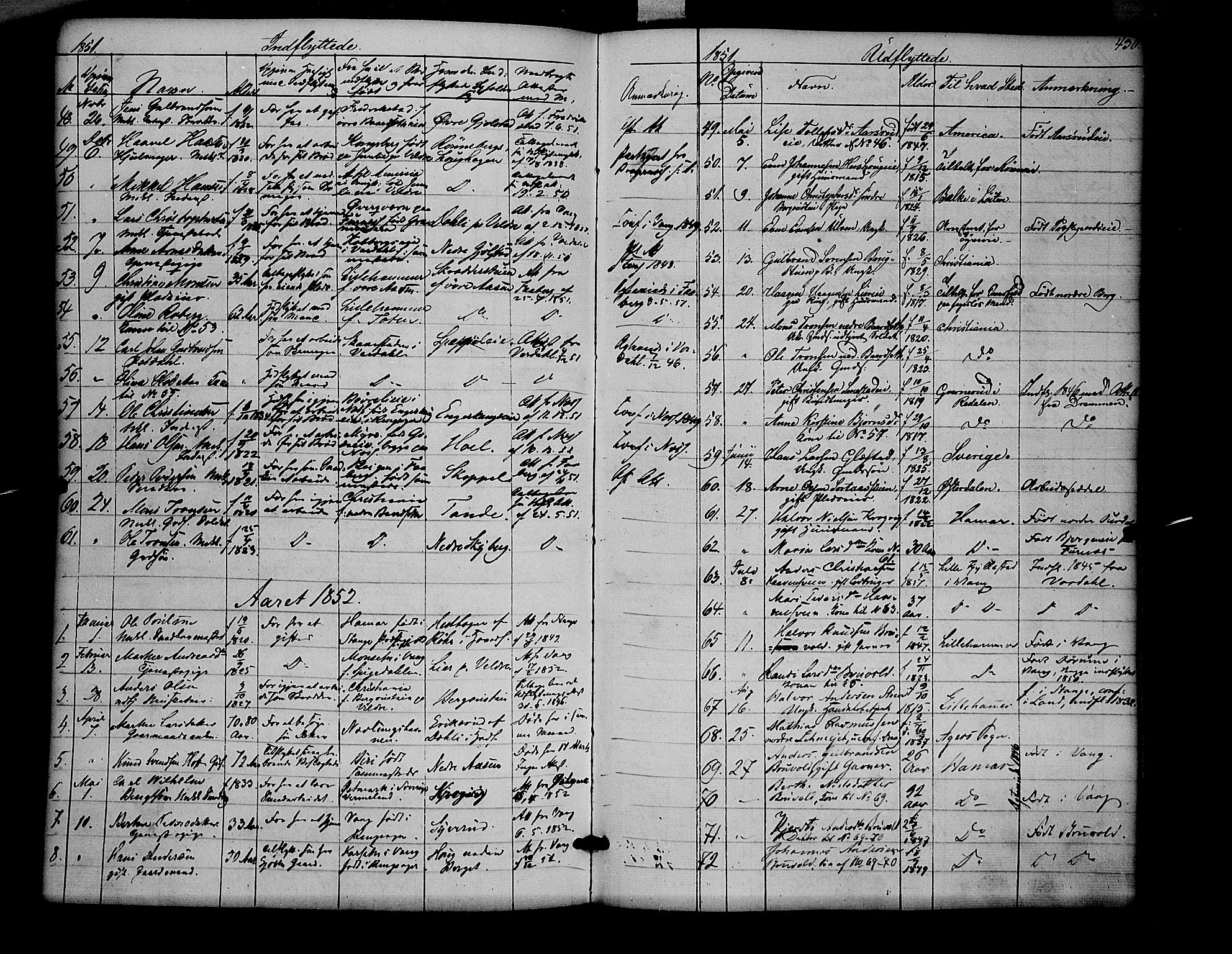 Ringsaker prestekontor, AV/SAH-PREST-014/K/Ka/L0009: Parish register (official) no. 9, 1850-1860, p. 430