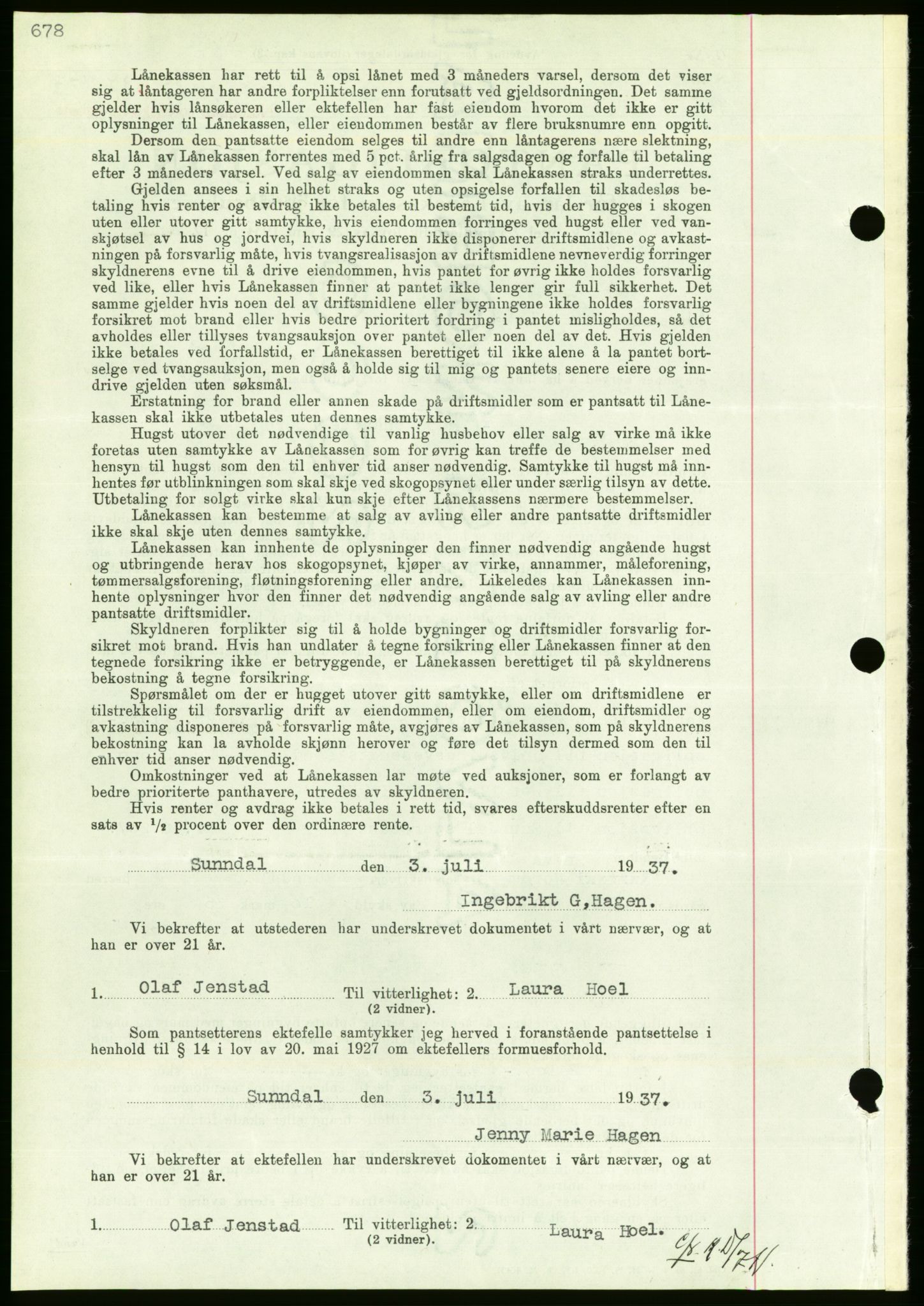 Nordmøre sorenskriveri, AV/SAT-A-4132/1/2/2Ca/L0091: Mortgage book no. B81, 1937-1937, Diary no: : 1837/1937