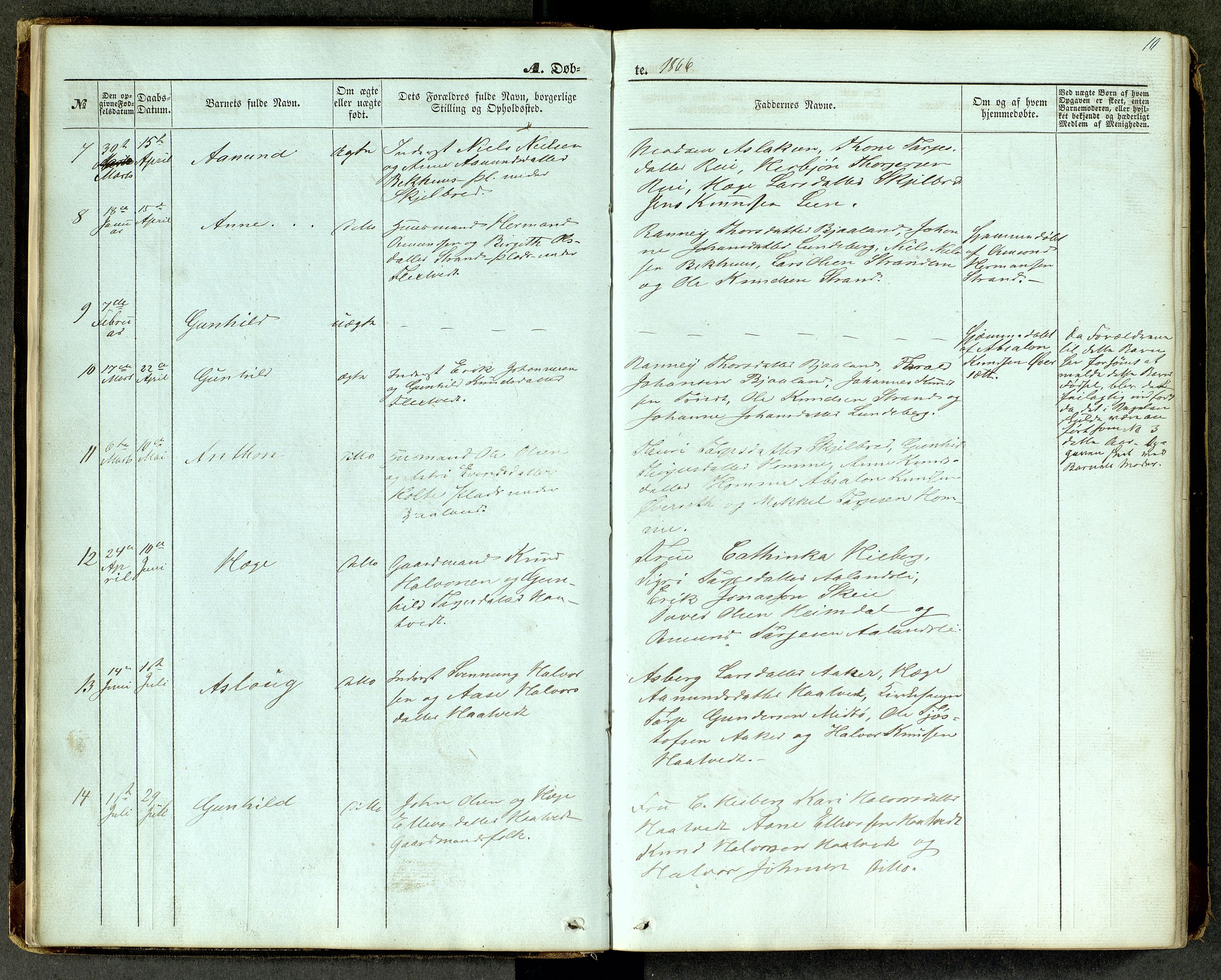 Lårdal kirkebøker, SAKO/A-284/G/Ga/L0002: Parish register (copy) no. I 2, 1861-1890, p. 10