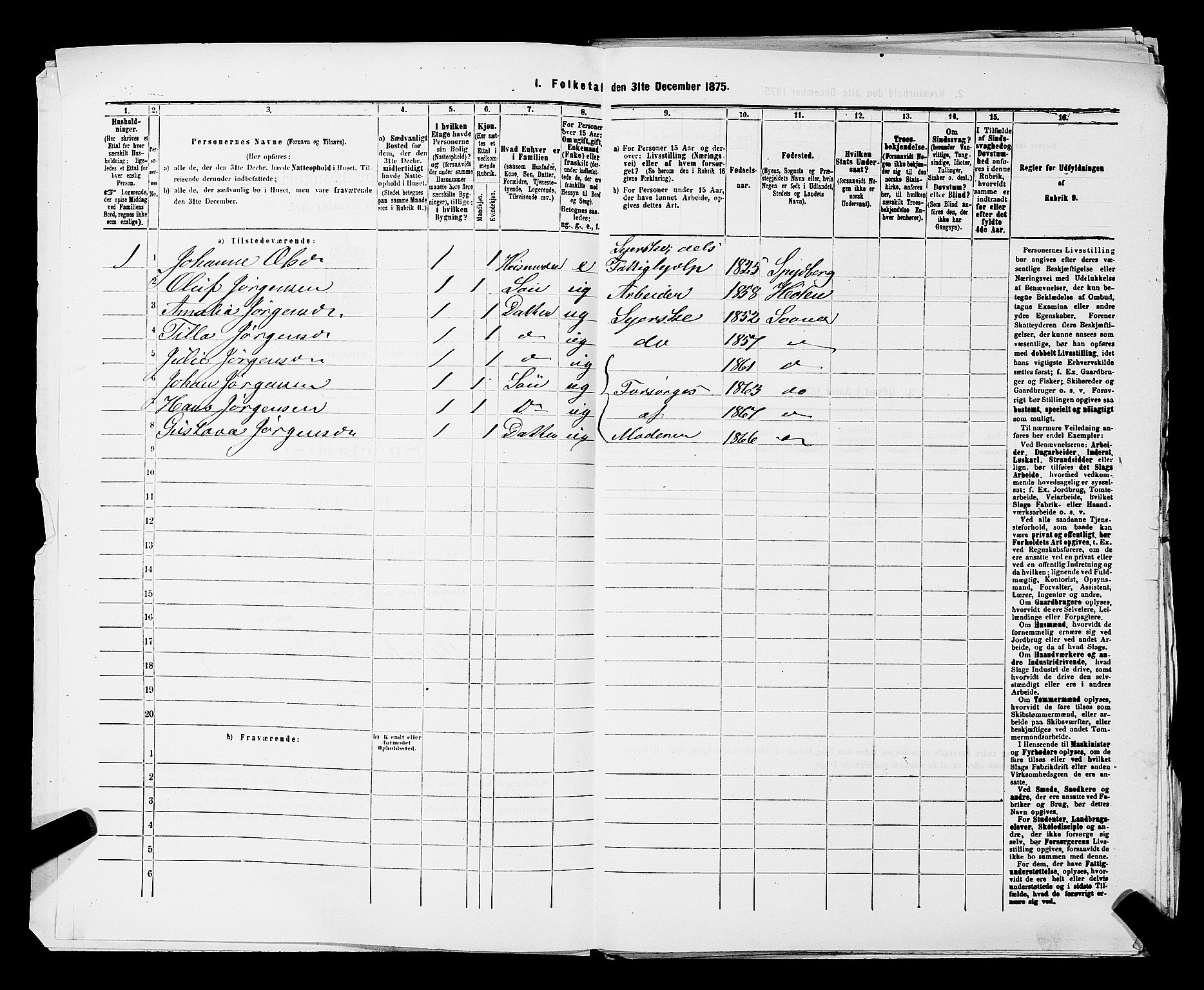 RA, 1875 census for 0204B Vestby/Hølen, 1875, p. 6