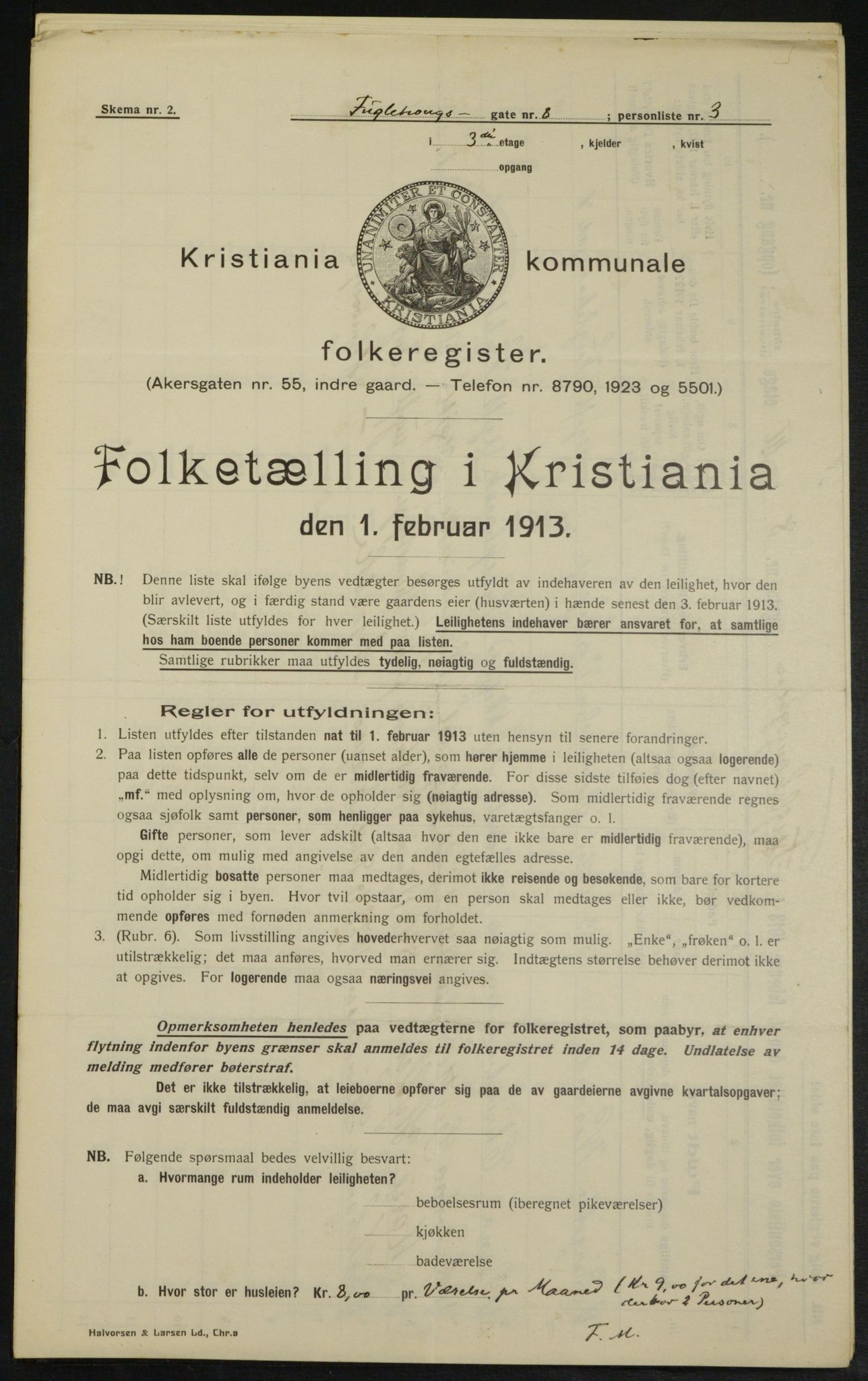 OBA, Municipal Census 1913 for Kristiania, 1913, p. 28507