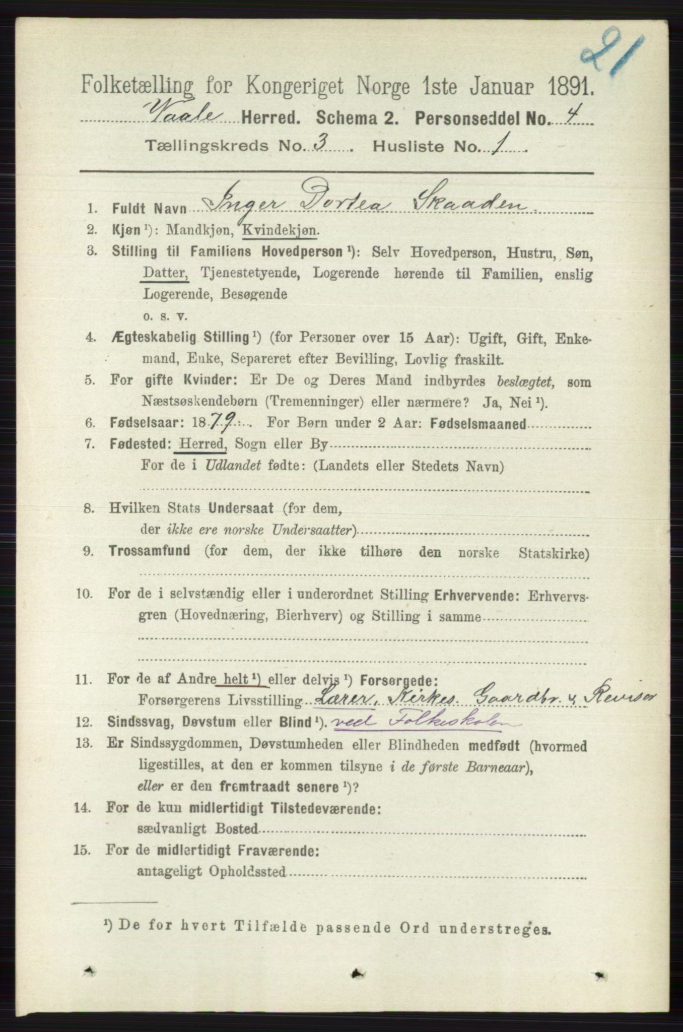 RA, 1891 census for 0716 Våle, 1891, p. 554