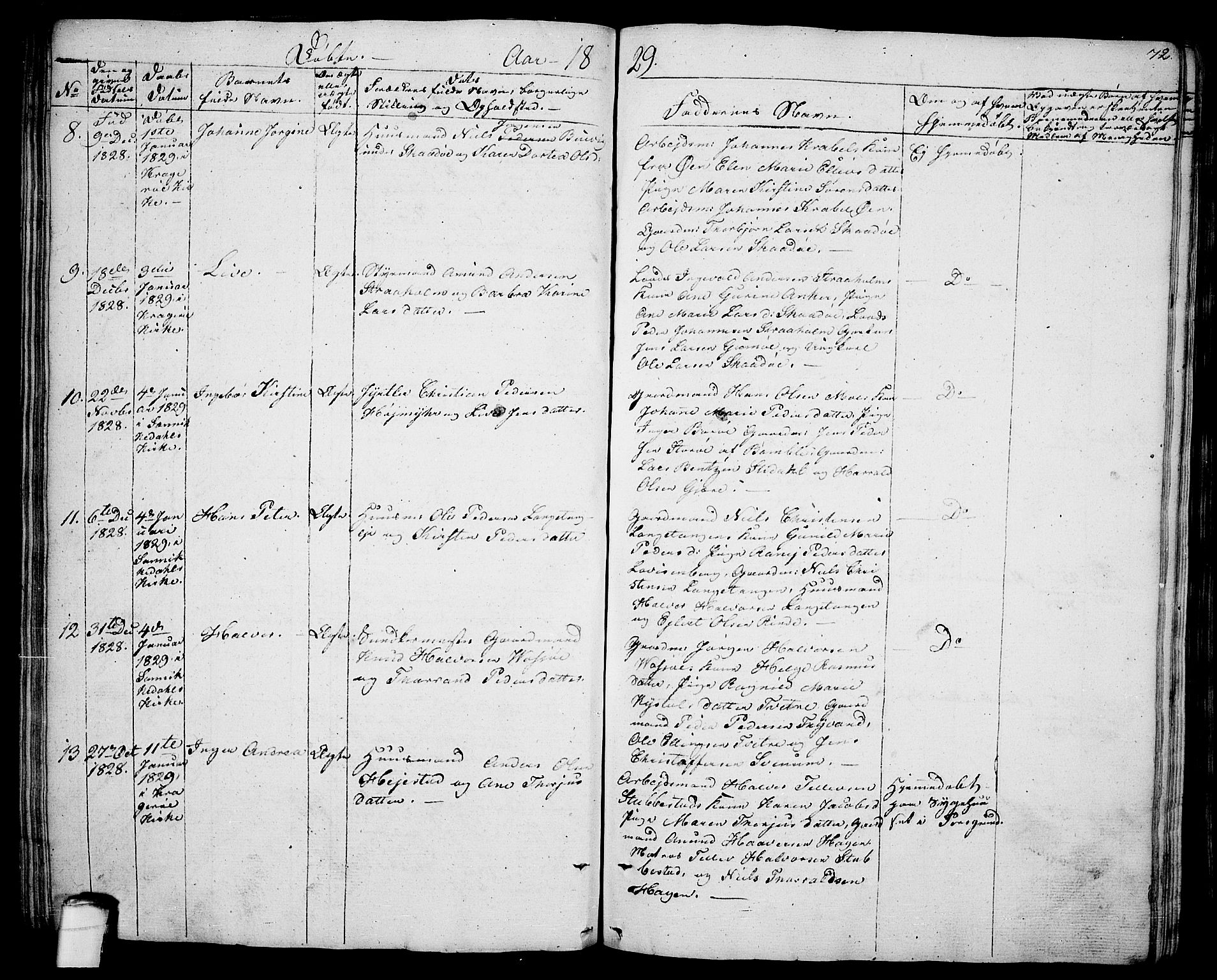 Sannidal kirkebøker, SAKO/A-296/F/Fa/L0005: Parish register (official) no. 5, 1823-1830, p. 72