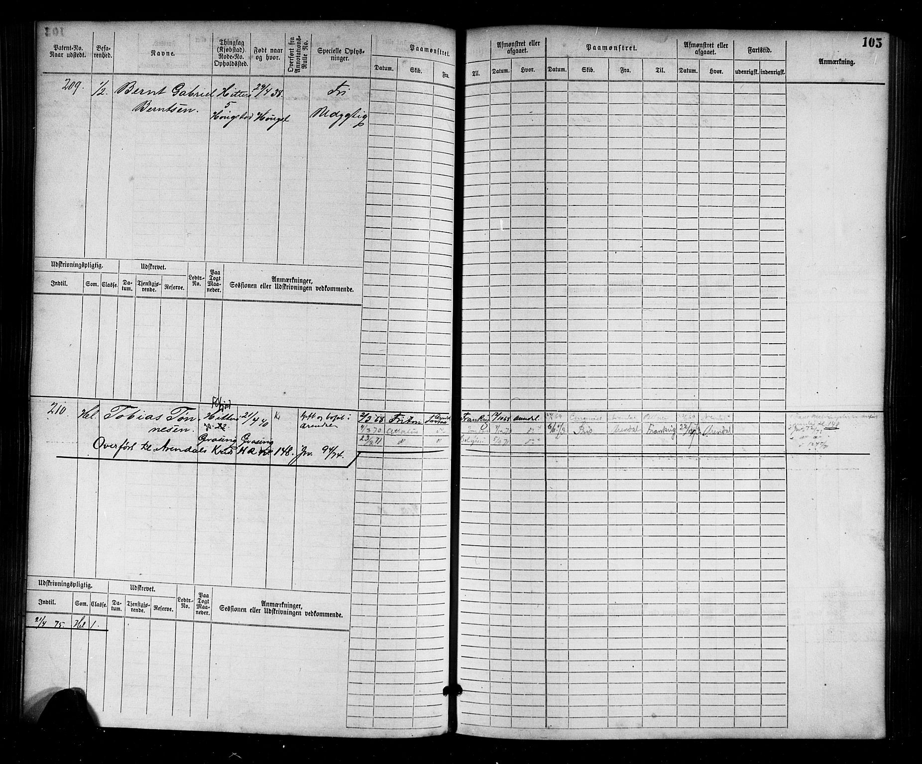 Flekkefjord mønstringskrets, AV/SAK-2031-0018/F/Fb/L0001: Hovedrulle nr 1-764, N-4, 1868-1900, p. 109