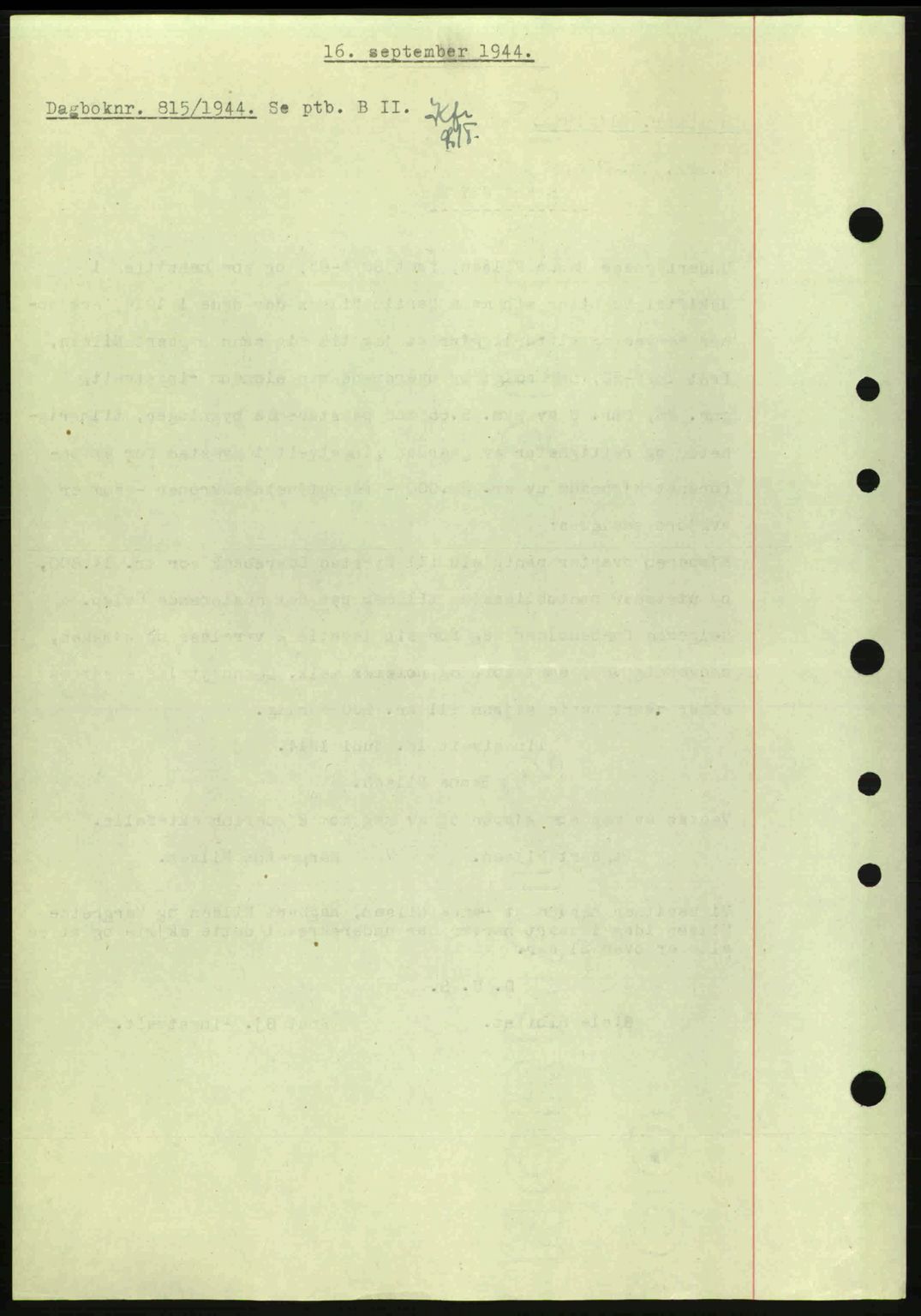 Nedenes sorenskriveri, SAK/1221-0006/G/Gb/Gba/L0052: Mortgage book no. A6a, 1944-1945, Diary no: : 815/1944