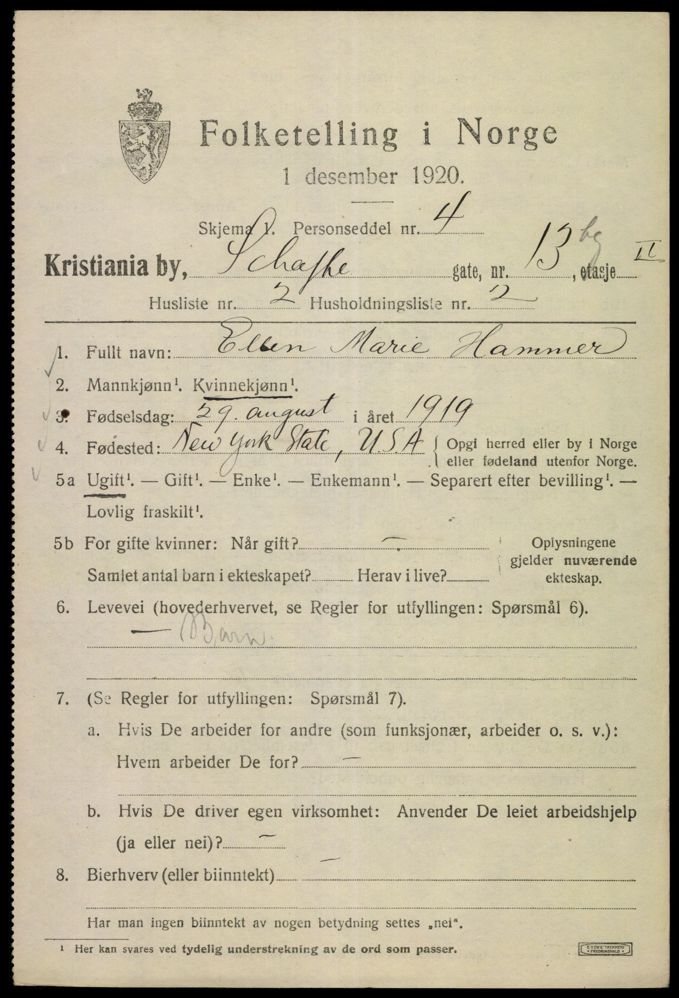 SAO, 1920 census for Kristiania, 1920, p. 487033