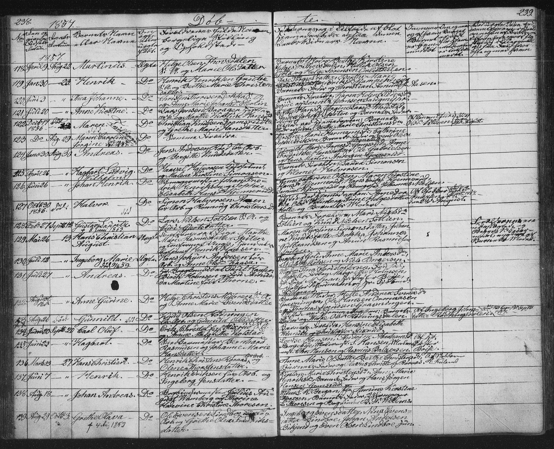 Kongsberg kirkebøker, AV/SAKO-A-22/G/Ga/L0002: Parish register (copy) no. 2, 1839-1858, p. 238-239