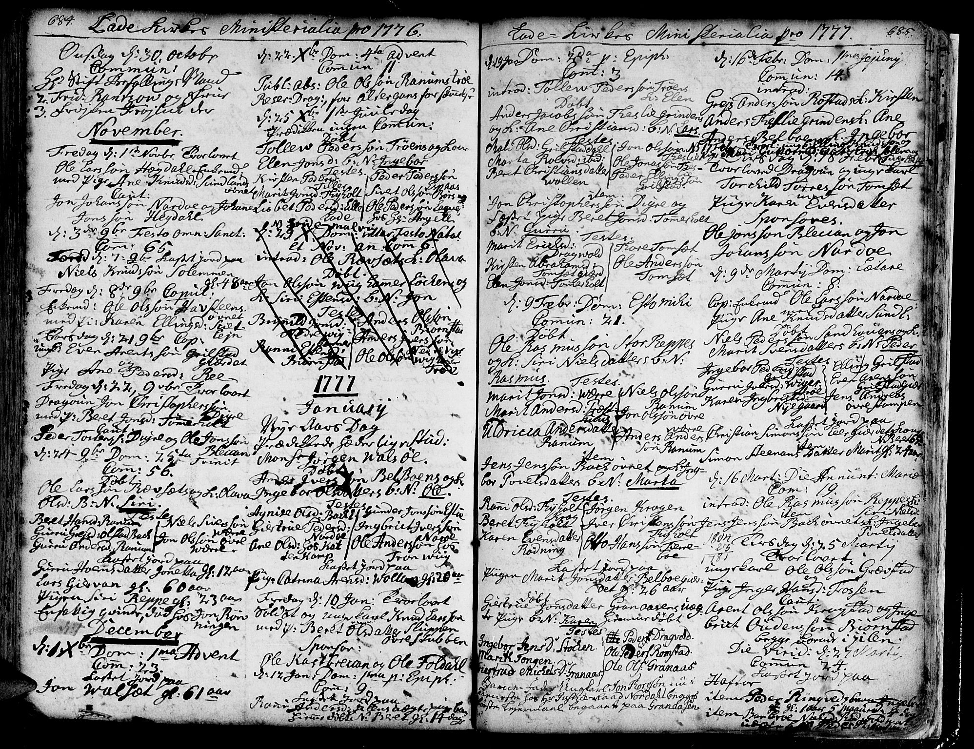 Ministerialprotokoller, klokkerbøker og fødselsregistre - Sør-Trøndelag, SAT/A-1456/606/L0275: Parish register (official) no. 606A01 /1, 1727-1780, p. 684-685