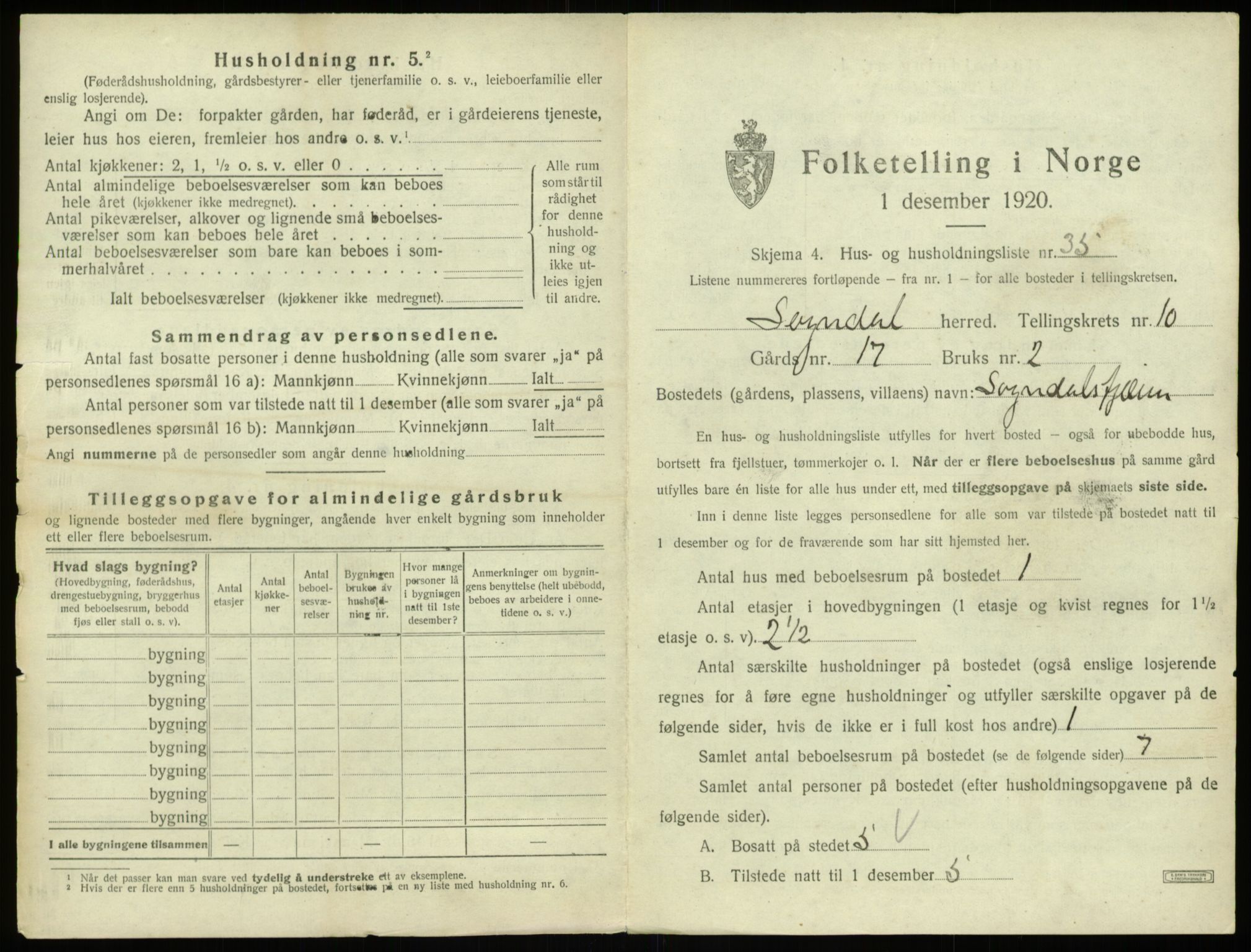 SAB, 1920 census for Sogndal, 1920, p. 670