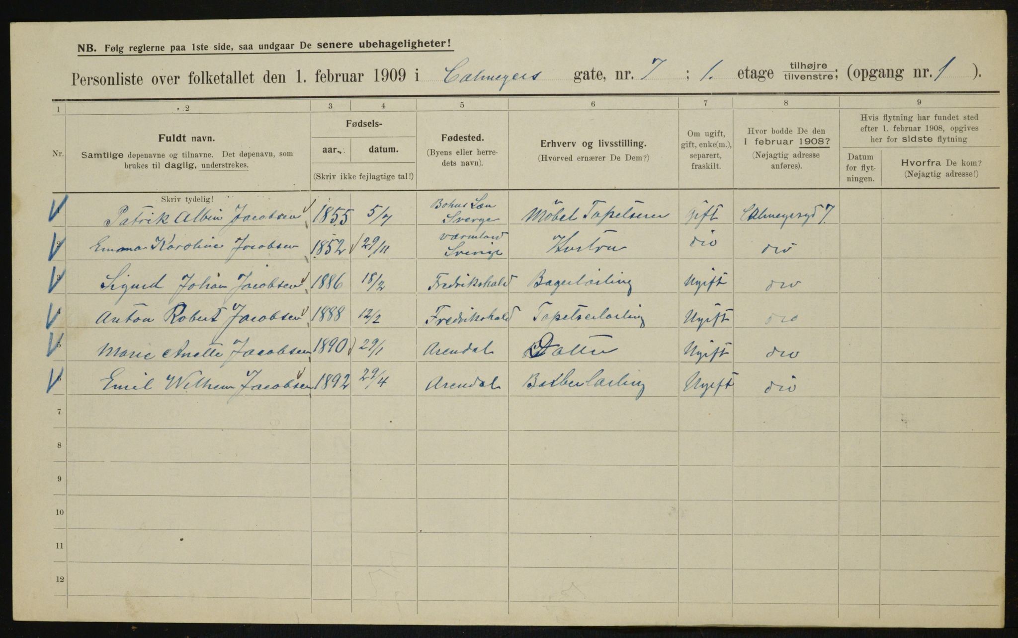 OBA, Municipal Census 1909 for Kristiania, 1909, p. 10244