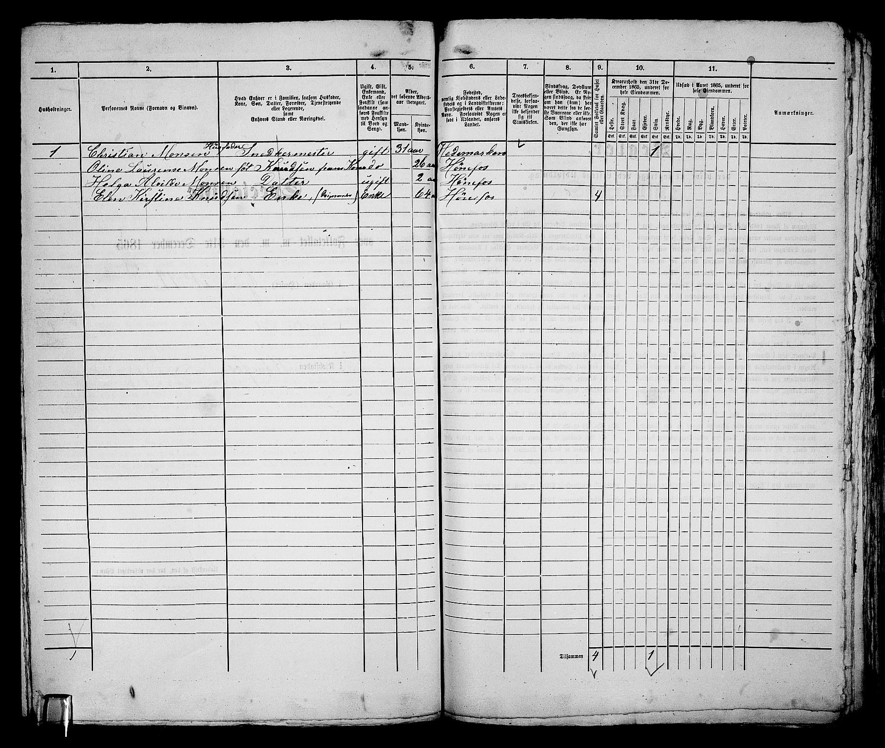 RA, 1865 census for Norderhov/Hønefoss, 1865, p. 235