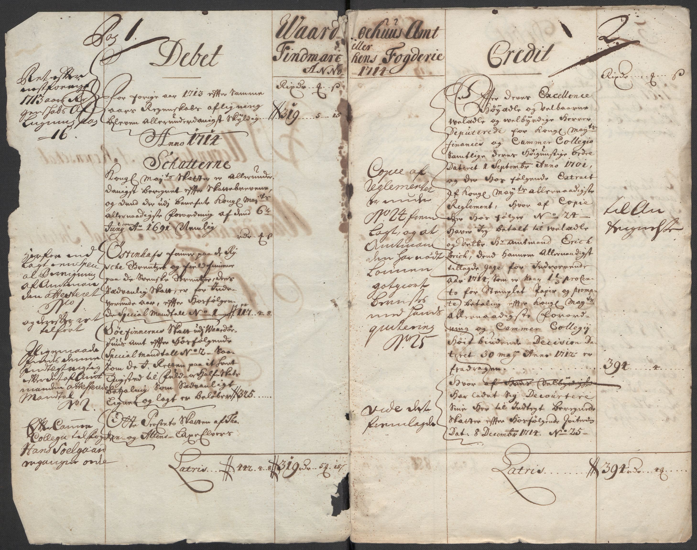 Rentekammeret inntil 1814, Reviderte regnskaper, Fogderegnskap, AV/RA-EA-4092/R69/L4856: Fogderegnskap Finnmark/Vardøhus, 1713-1715, p. 195