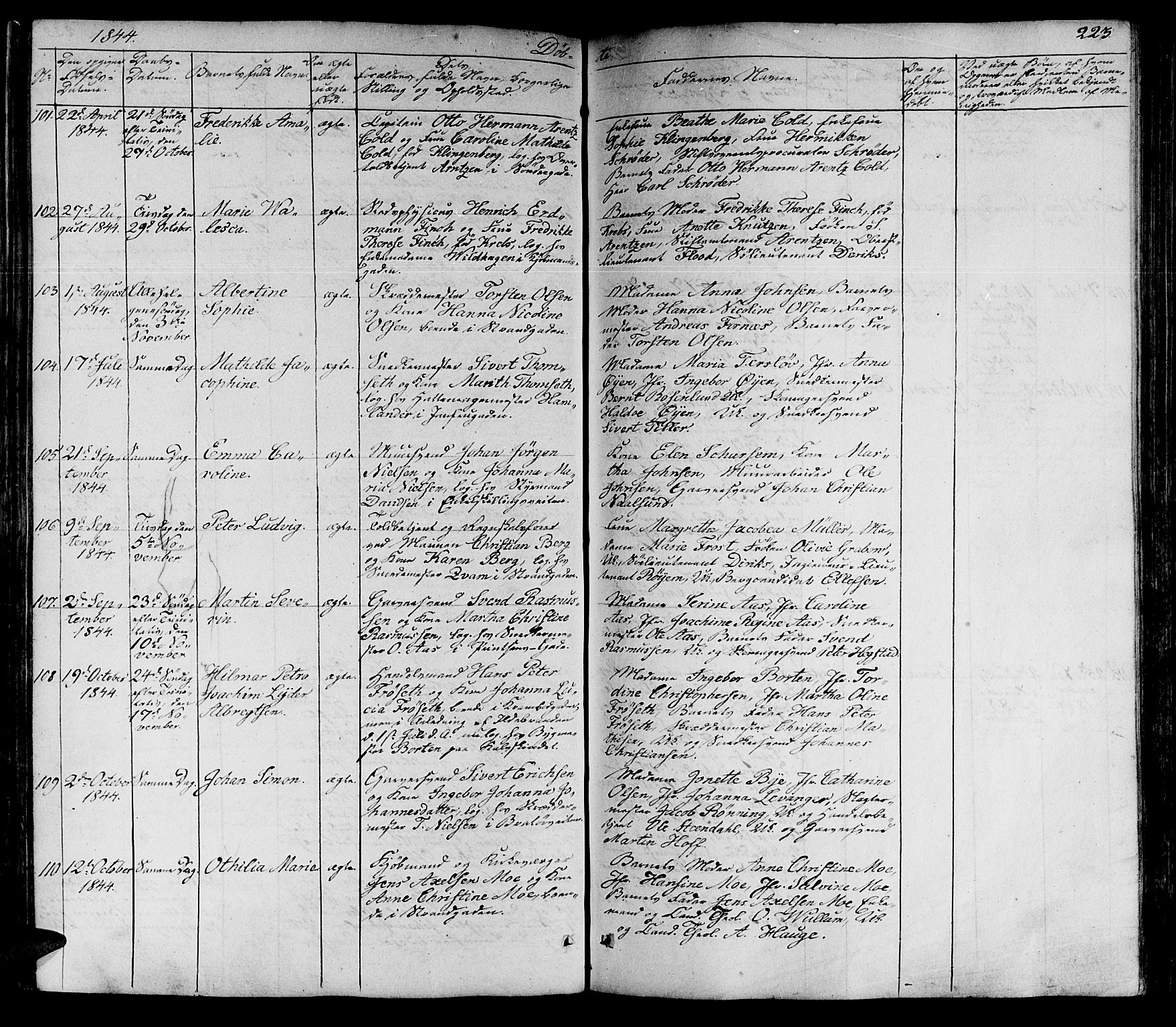 Ministerialprotokoller, klokkerbøker og fødselsregistre - Sør-Trøndelag, SAT/A-1456/602/L0136: Parish register (copy) no. 602C04, 1833-1845, p. 223