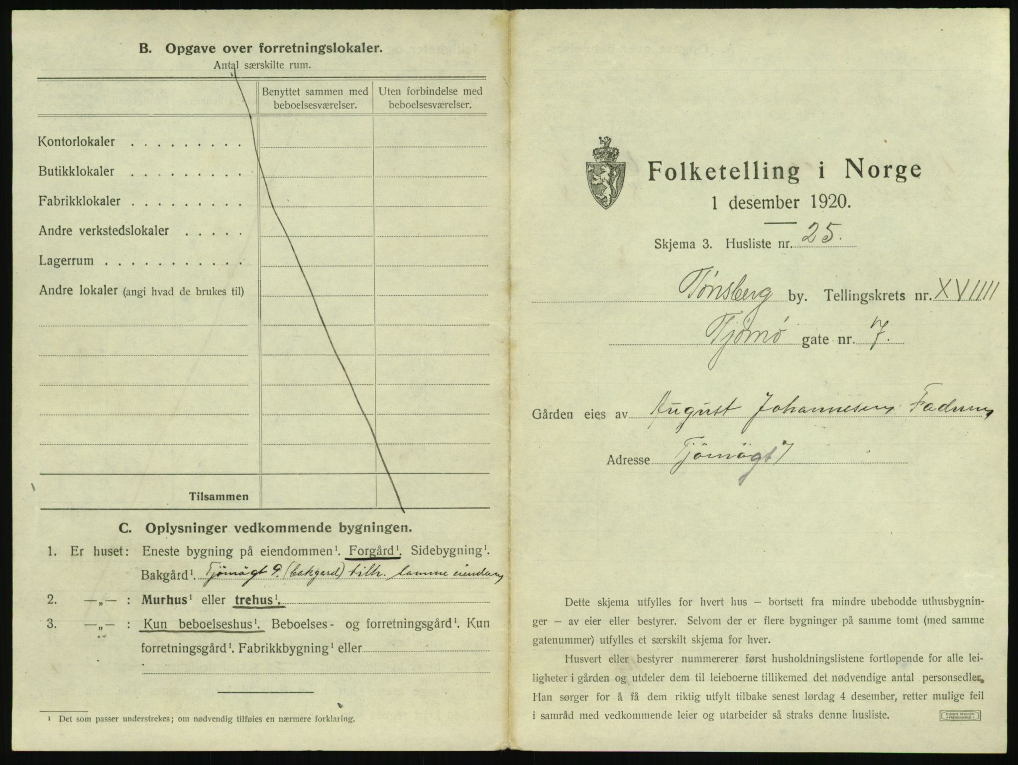 SAKO, 1920 census for Tønsberg, 1920, p. 2035