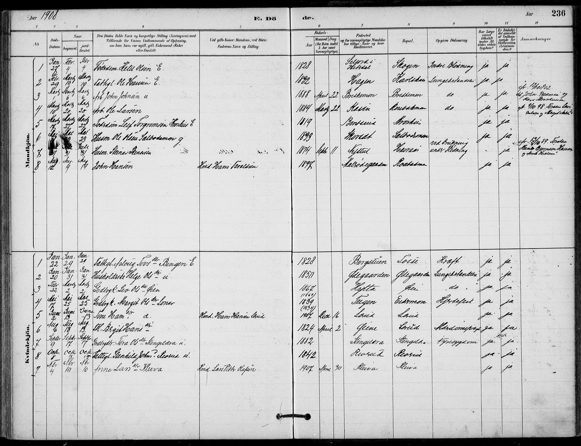 Hjartdal kirkebøker, SAKO/A-270/F/Fb/L0002: Parish register (official) no. II 2, 1880-1932, p. 236