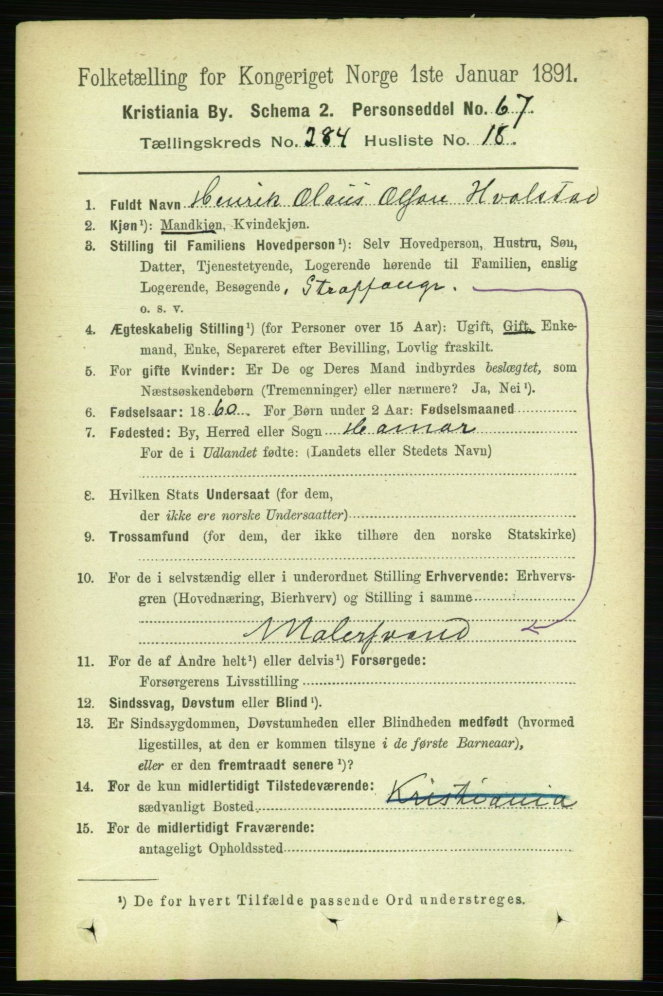 RA, 1891 census for 0301 Kristiania, 1891, p. 173895