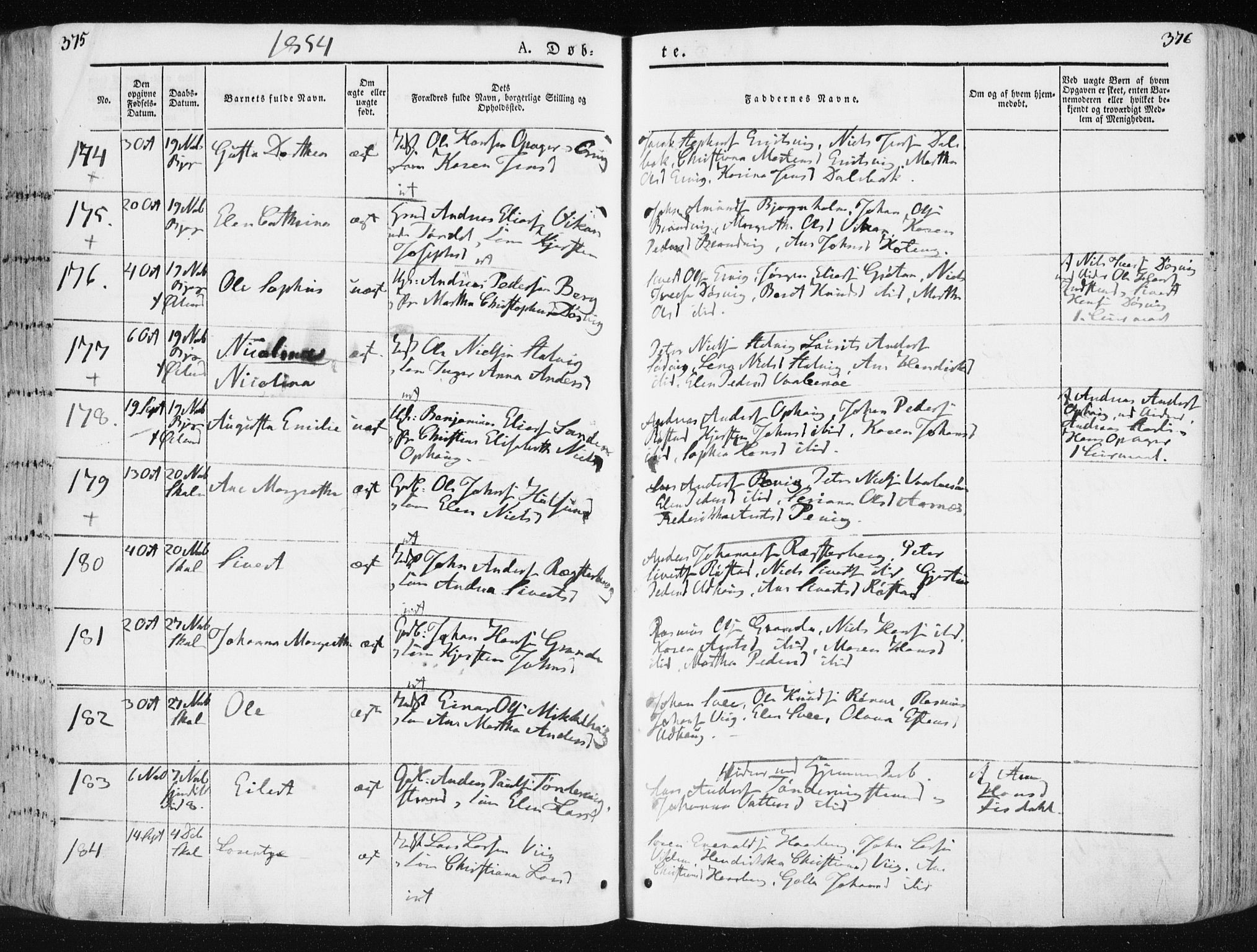 Ministerialprotokoller, klokkerbøker og fødselsregistre - Sør-Trøndelag, AV/SAT-A-1456/659/L0736: Parish register (official) no. 659A06, 1842-1856, p. 375-376