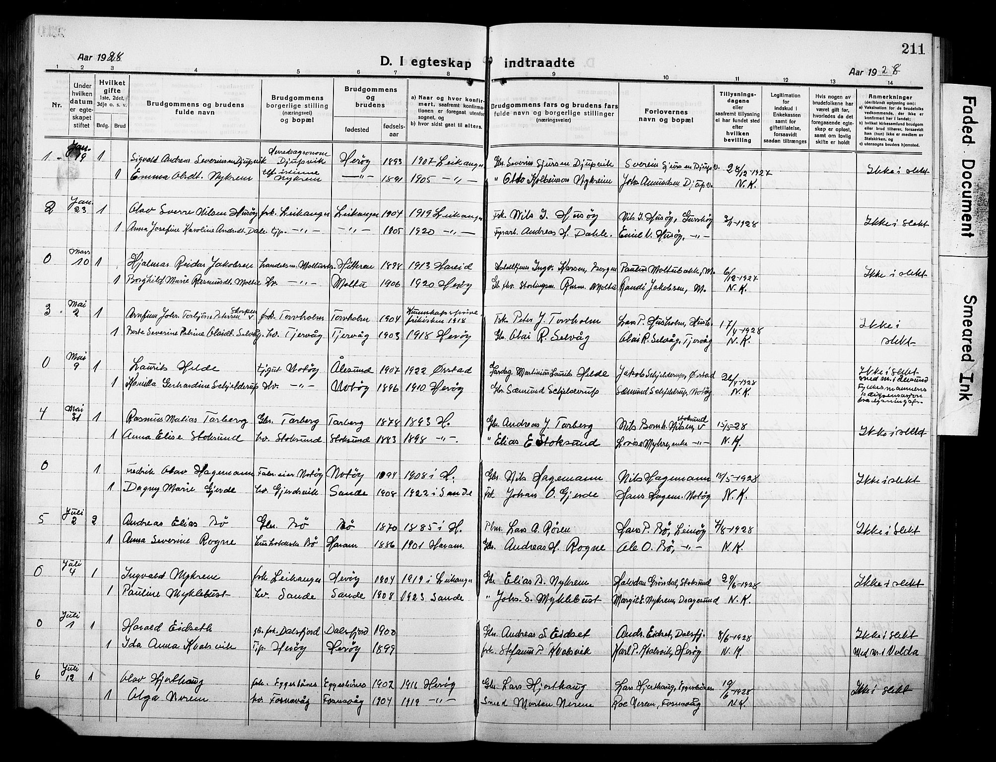 Ministerialprotokoller, klokkerbøker og fødselsregistre - Møre og Romsdal, AV/SAT-A-1454/507/L0084: Parish register (copy) no. 507C07, 1919-1932, p. 211