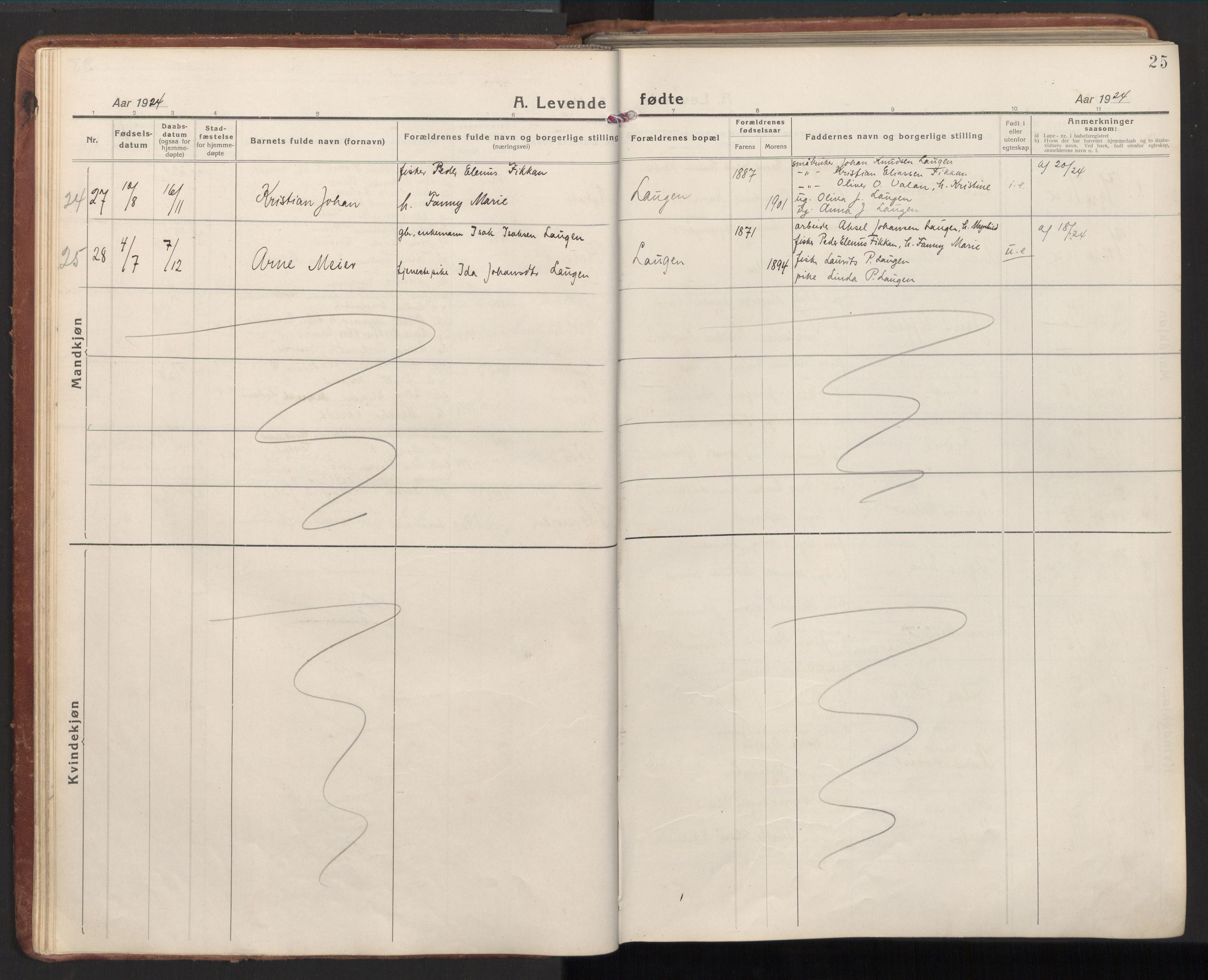 Ministerialprotokoller, klokkerbøker og fødselsregistre - Nord-Trøndelag, SAT/A-1458/784/L0678: Parish register (official) no. 784A13, 1921-1938, p. 25