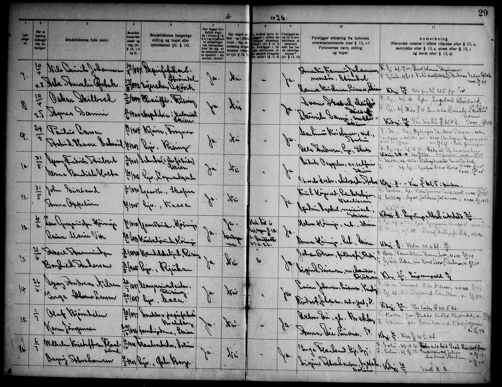 Gjerpen kirkebøker, SAKO/A-265/H/Ha/L0003: Banns register no. I 3, 1919-1946, p. 29