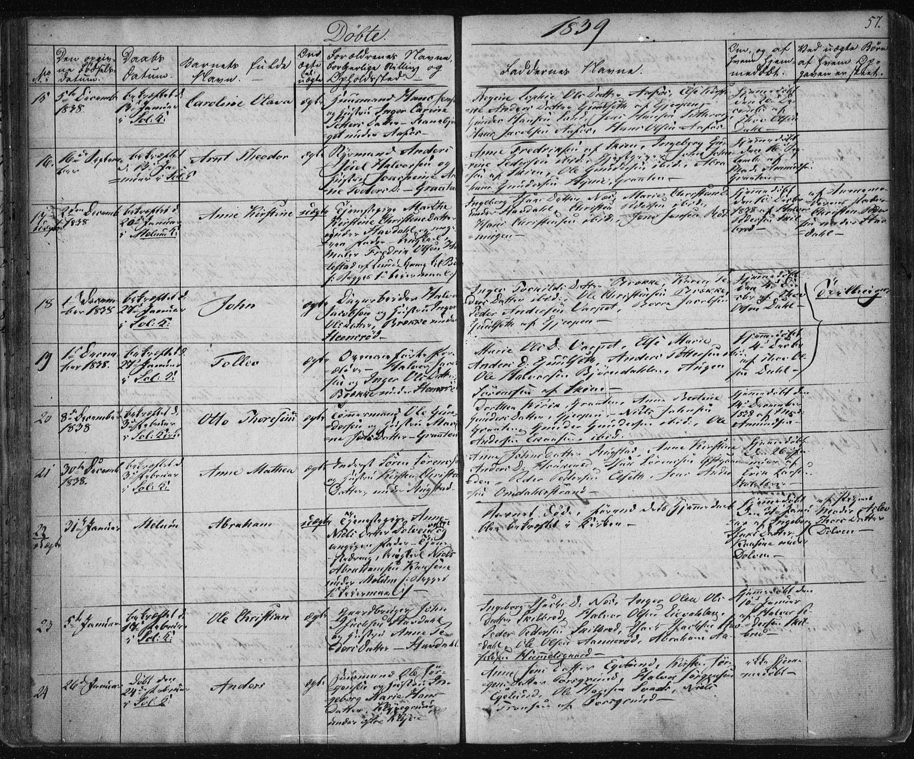Solum kirkebøker, SAKO/A-306/F/Fa/L0005: Parish register (official) no. I 5, 1833-1843, p. 57