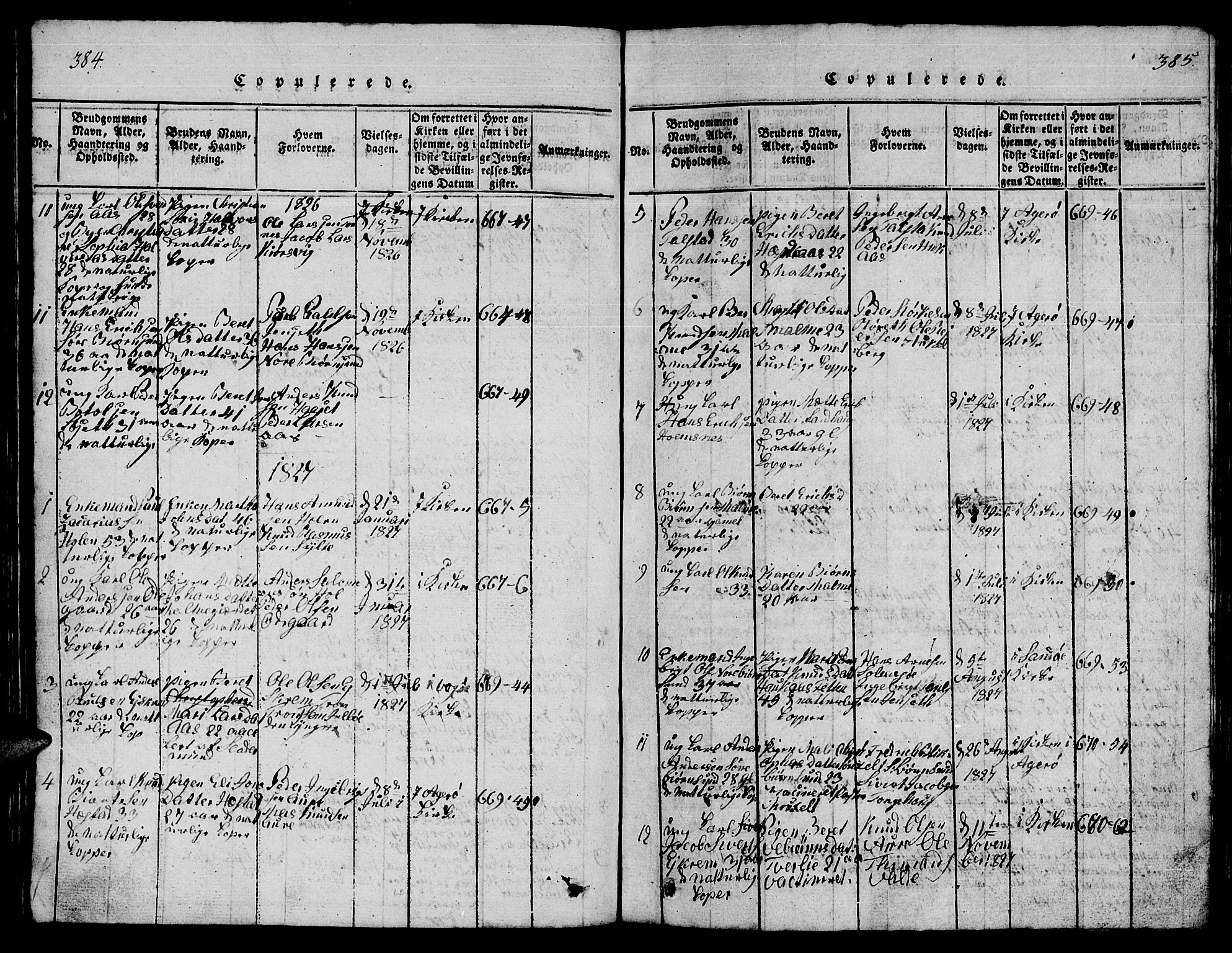 Ministerialprotokoller, klokkerbøker og fødselsregistre - Møre og Romsdal, AV/SAT-A-1454/565/L0752: Parish register (copy) no. 565C01, 1817-1844, p. 384-385