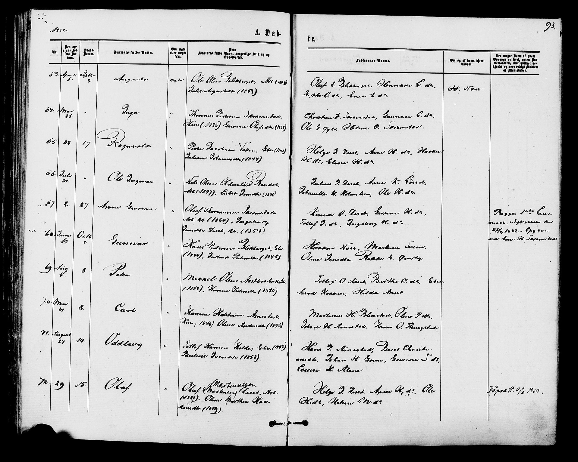 Åmot prestekontor, Hedmark, AV/SAH-PREST-056/H/Ha/Haa/L0009: Parish register (official) no. 9, 1875-1883, p. 93