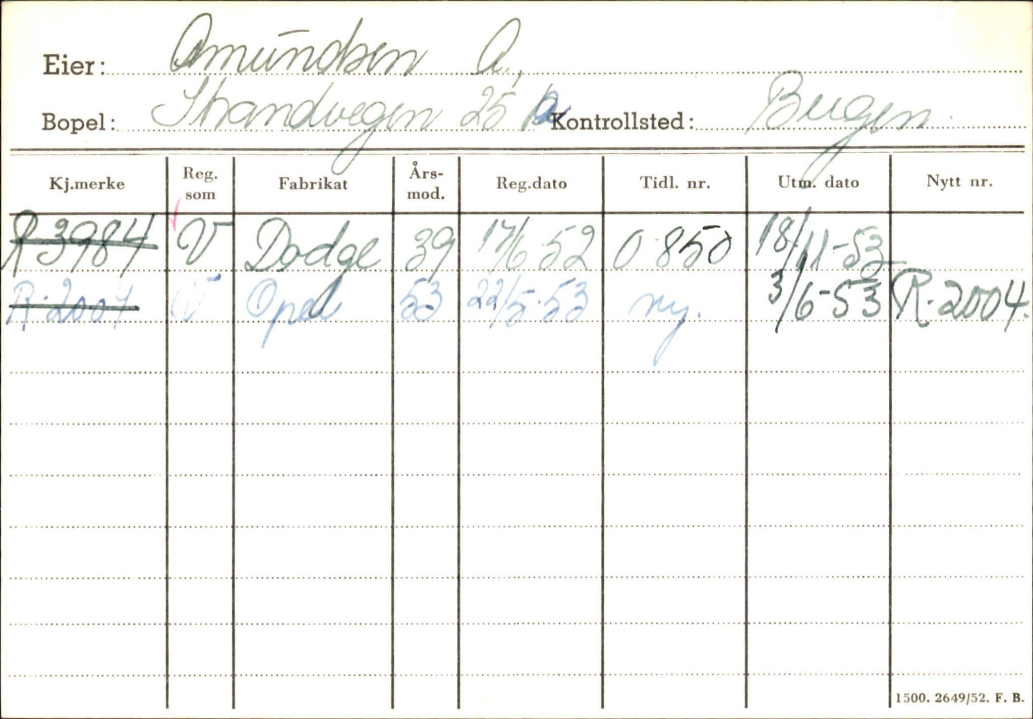 Statens vegvesen, Hordaland vegkontor, SAB/A-5201/2/Ha/L0001: R-eierkort A, 1920-1971, p. 748