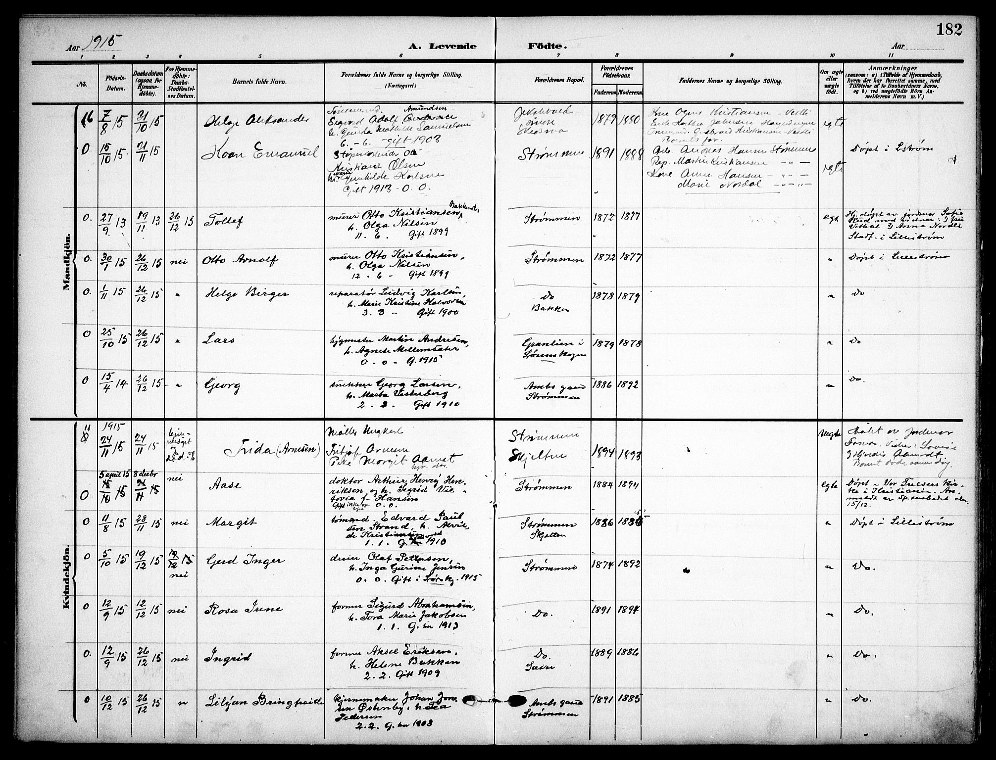 Skedsmo prestekontor Kirkebøker, SAO/A-10033a/F/Fa/L0015: Parish register (official) no. I 15, 1902-1917, p. 182