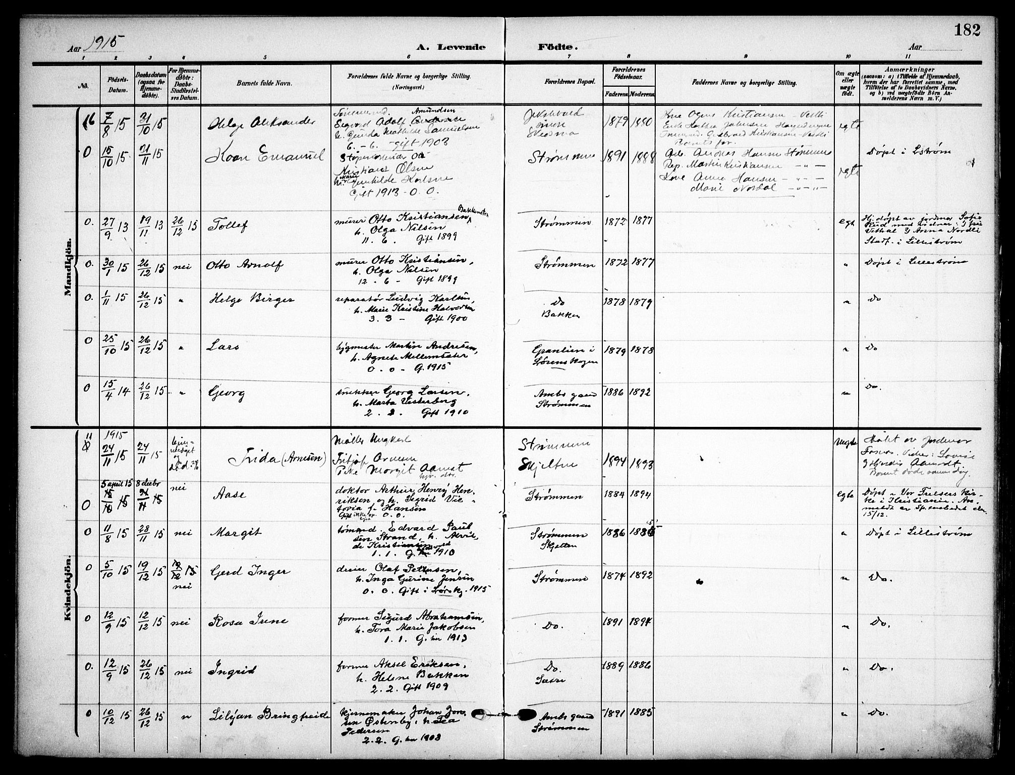 Skedsmo prestekontor Kirkebøker, AV/SAO-A-10033a/F/Fa/L0015: Parish register (official) no. I 15, 1902-1917, p. 182