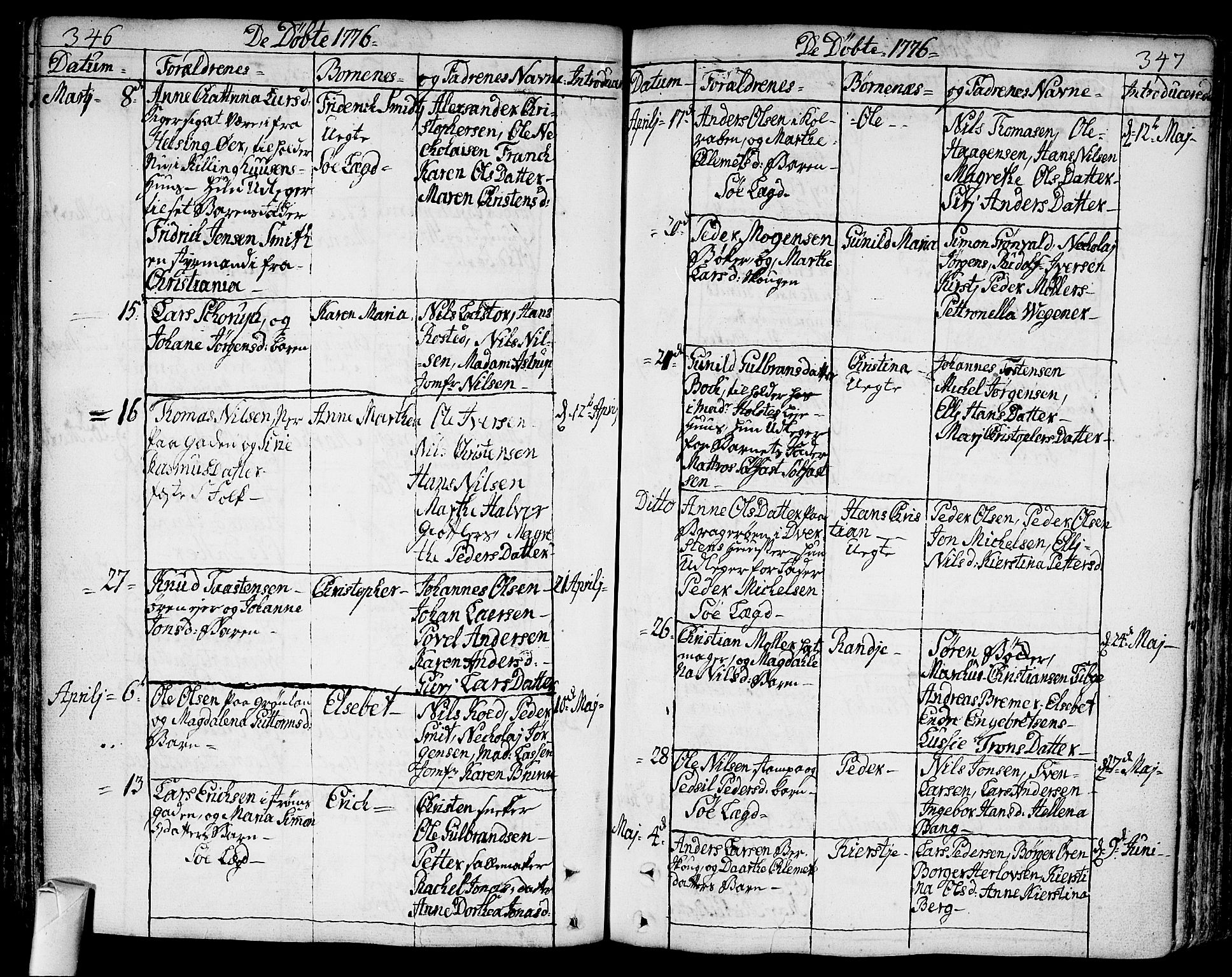 Bragernes kirkebøker, AV/SAKO-A-6/F/Fa/L0005: Parish register (official) no. I 5, 1759-1781, p. 346-347