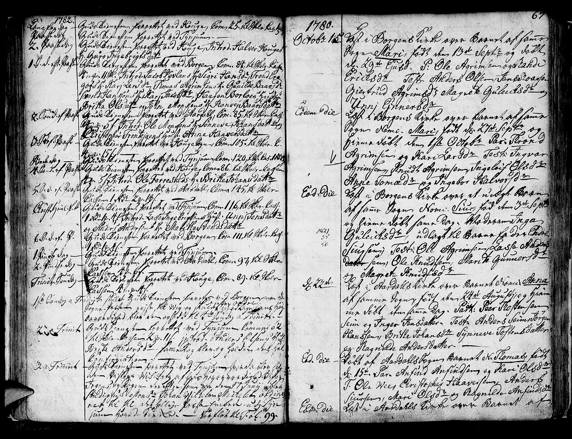 Lærdal sokneprestembete, AV/SAB-A-81201: Parish register (official) no. A 2, 1752-1782, p. 67
