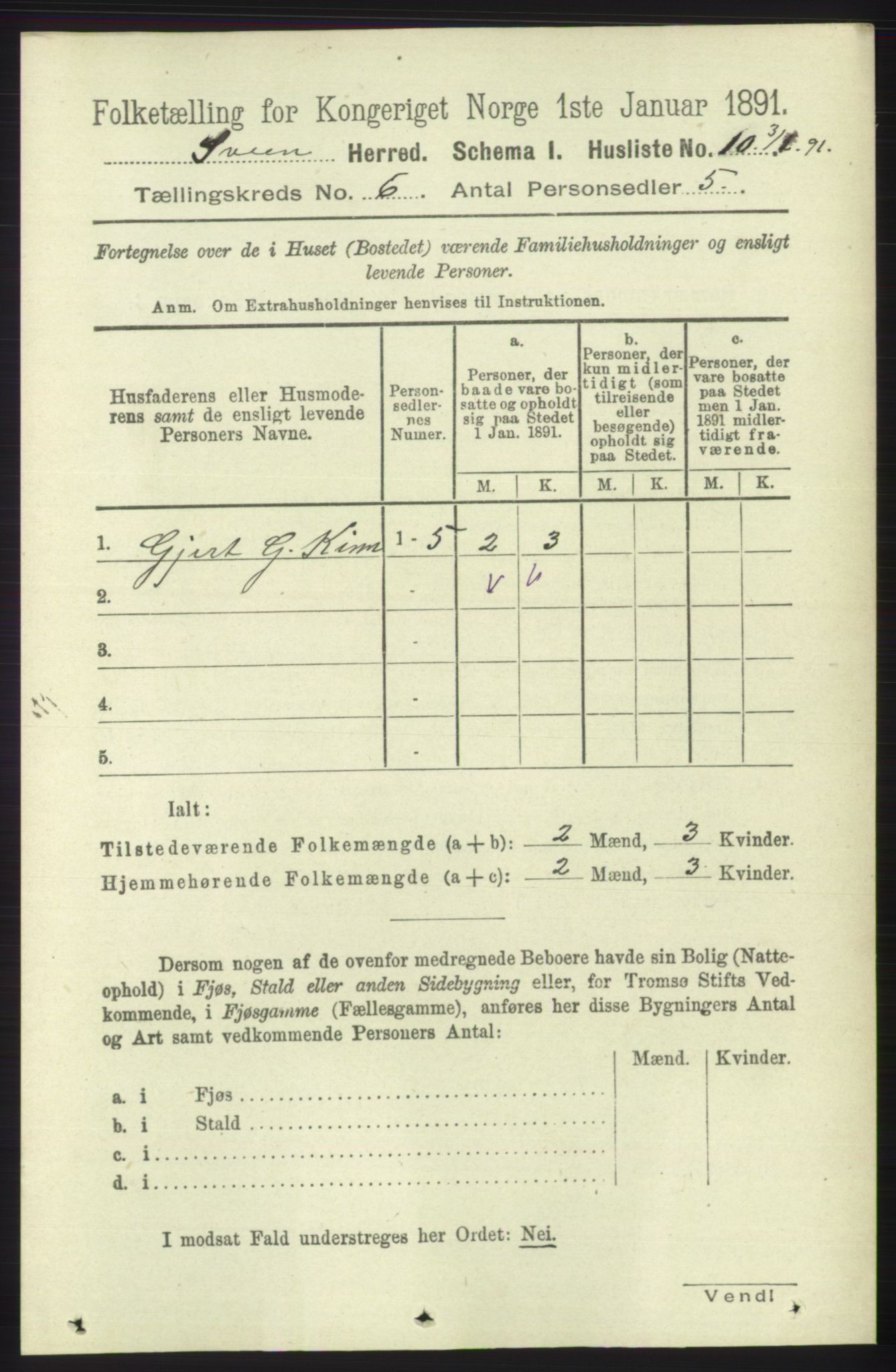 RA, 1891 census for 1216 Sveio, 1891, p. 1684