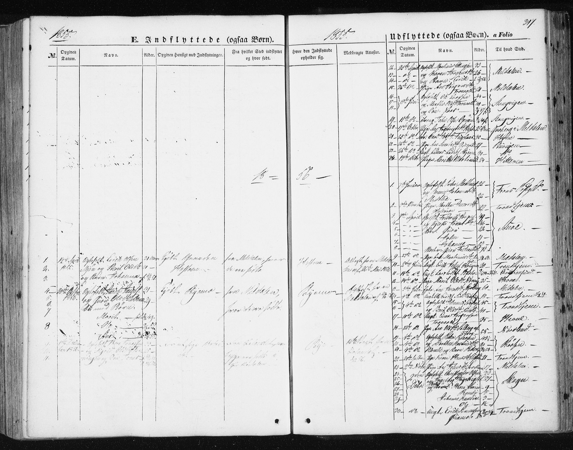 Ministerialprotokoller, klokkerbøker og fødselsregistre - Sør-Trøndelag, SAT/A-1456/668/L0806: Parish register (official) no. 668A06, 1854-1869, p. 317
