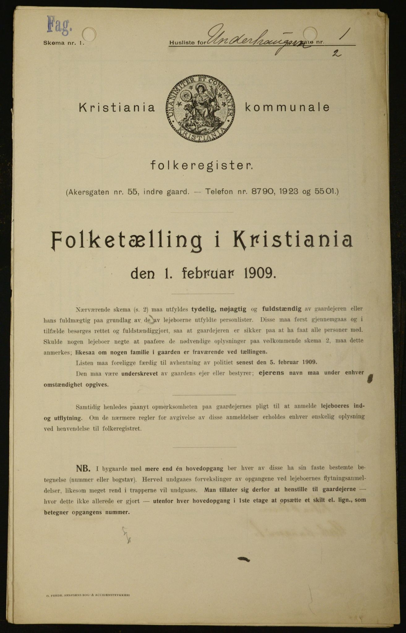 OBA, Municipal Census 1909 for Kristiania, 1909, p. 108600