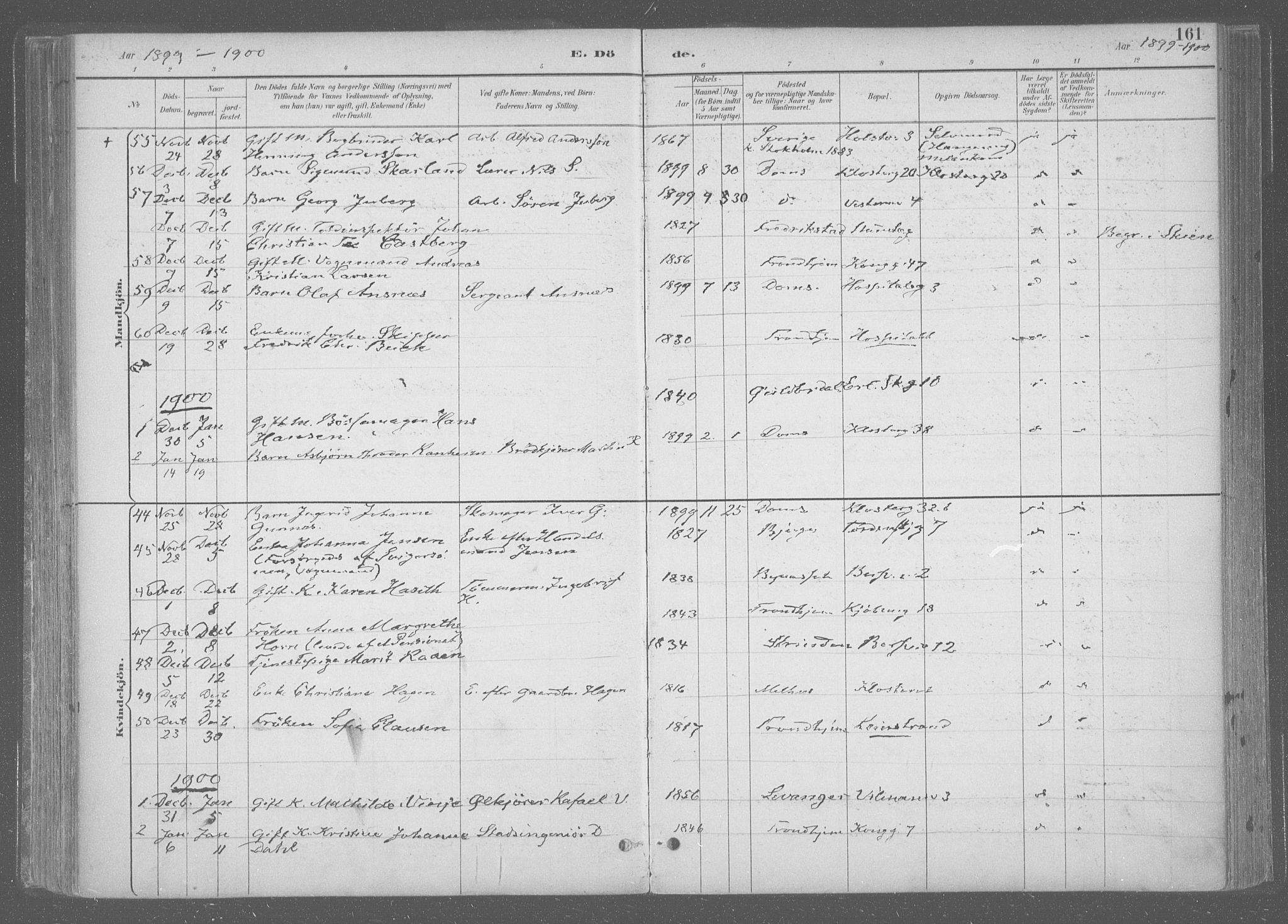 Ministerialprotokoller, klokkerbøker og fødselsregistre - Sør-Trøndelag, SAT/A-1456/601/L0064: Parish register (official) no. 601A31, 1891-1911, p. 161