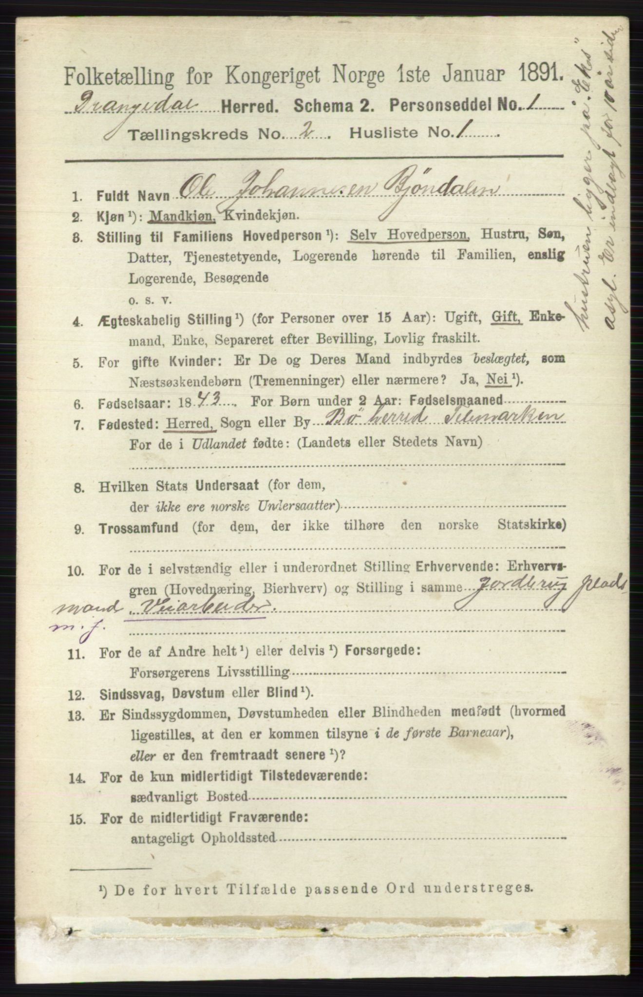 RA, 1891 census for 0817 Drangedal, 1891, p. 475