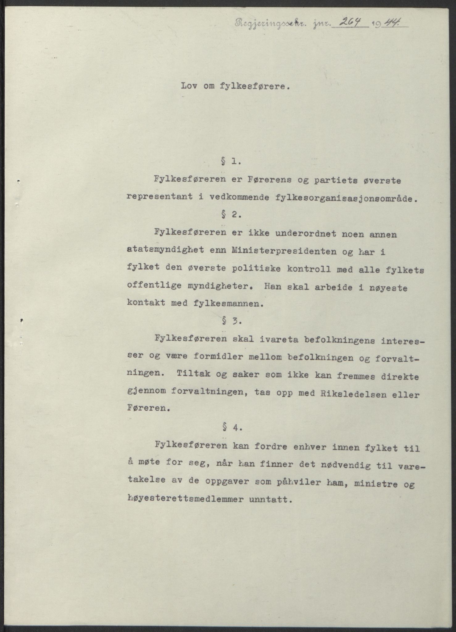 NS-administrasjonen 1940-1945 (Statsrådsekretariatet, de kommisariske statsråder mm), AV/RA-S-4279/D/Db/L0100: Lover, 1944, p. 499